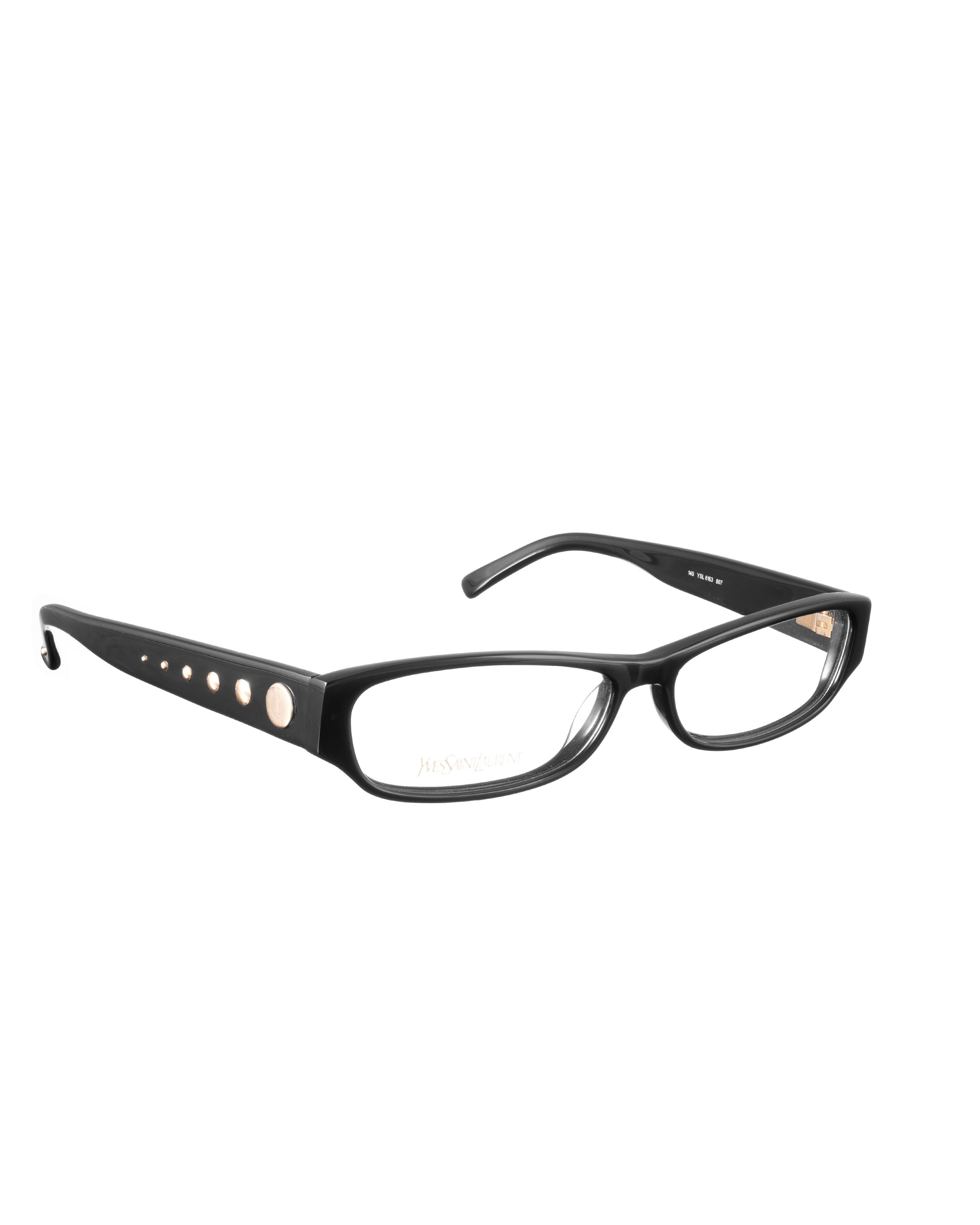 Yves Saint Laurent Yves Saint Laurent 00s Black Glasses with Gold Studs Size ONE SIZE - 3 Thumbnail