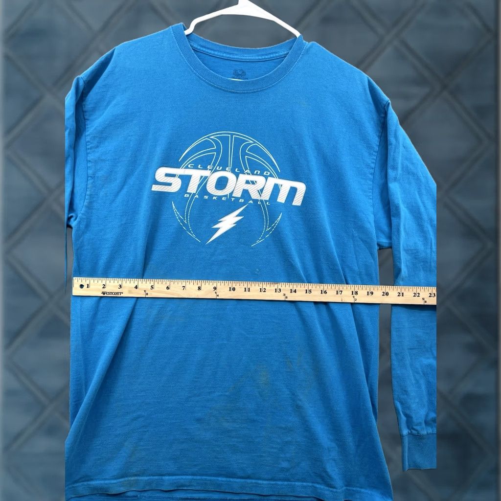 Fruit Of The Loom Fruit Of The Loom Cleveland Storm Blue Long Sleeve T-shirt XL Crew Neck Men tín Size US XL / EU 56 / 4 - 1 Thumbnail