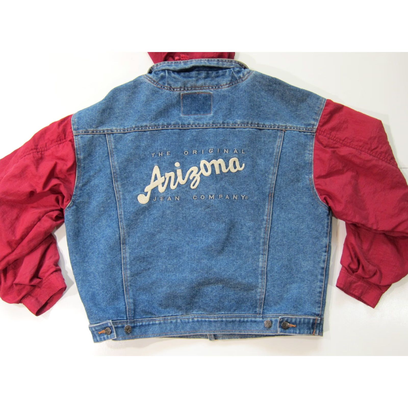 Vintage VINTAGE Arizona Jean Company Logo Red Hood Distressed Denim Jean Jacket Men XL Shirt Mens Jean Jacket Size US 36 / EU 52 - 2 Thumbnail