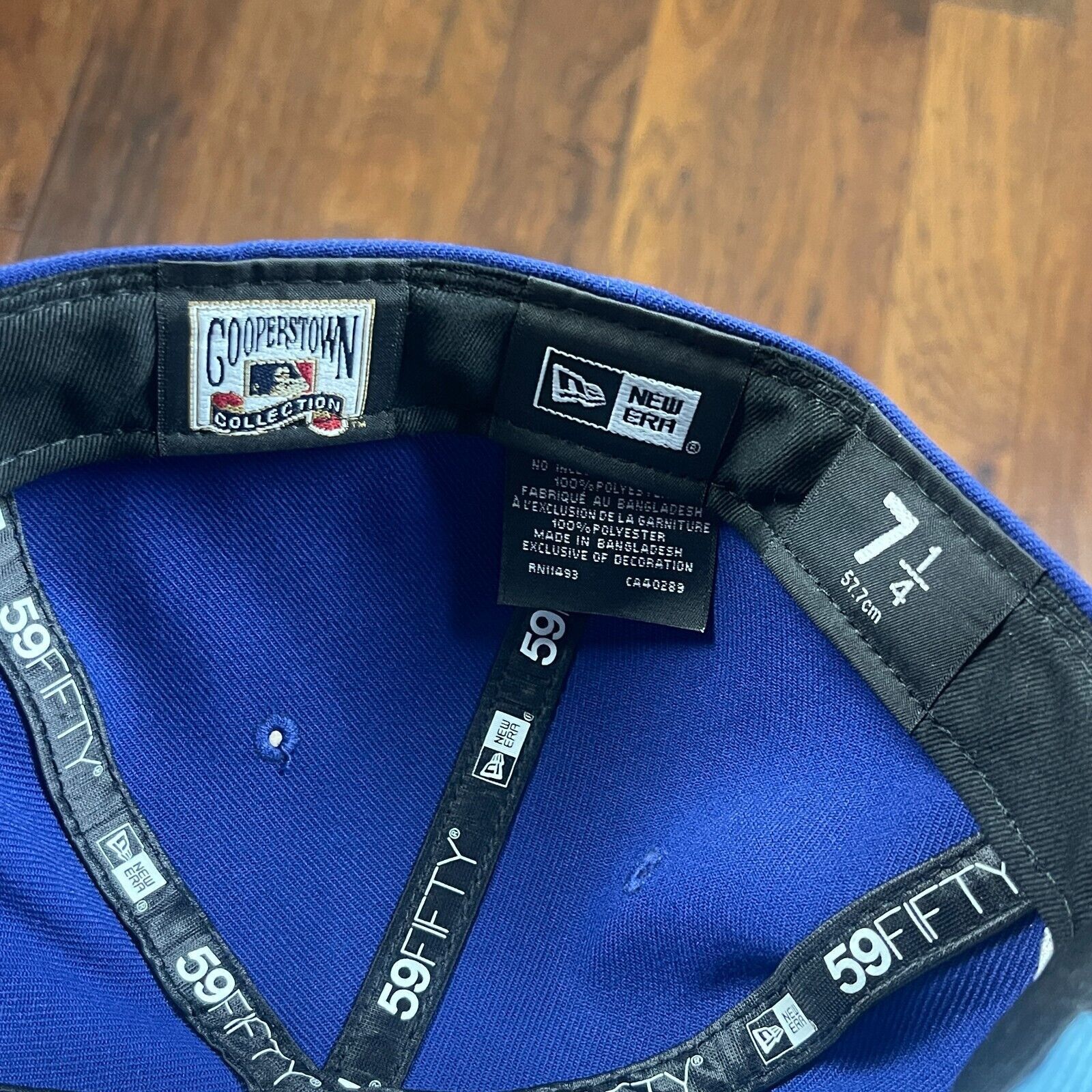 New Era Texas Rangers New Era Blue Black Fitted Hat Cap Size 7 1/4 Size ONE SIZE - 6 Thumbnail