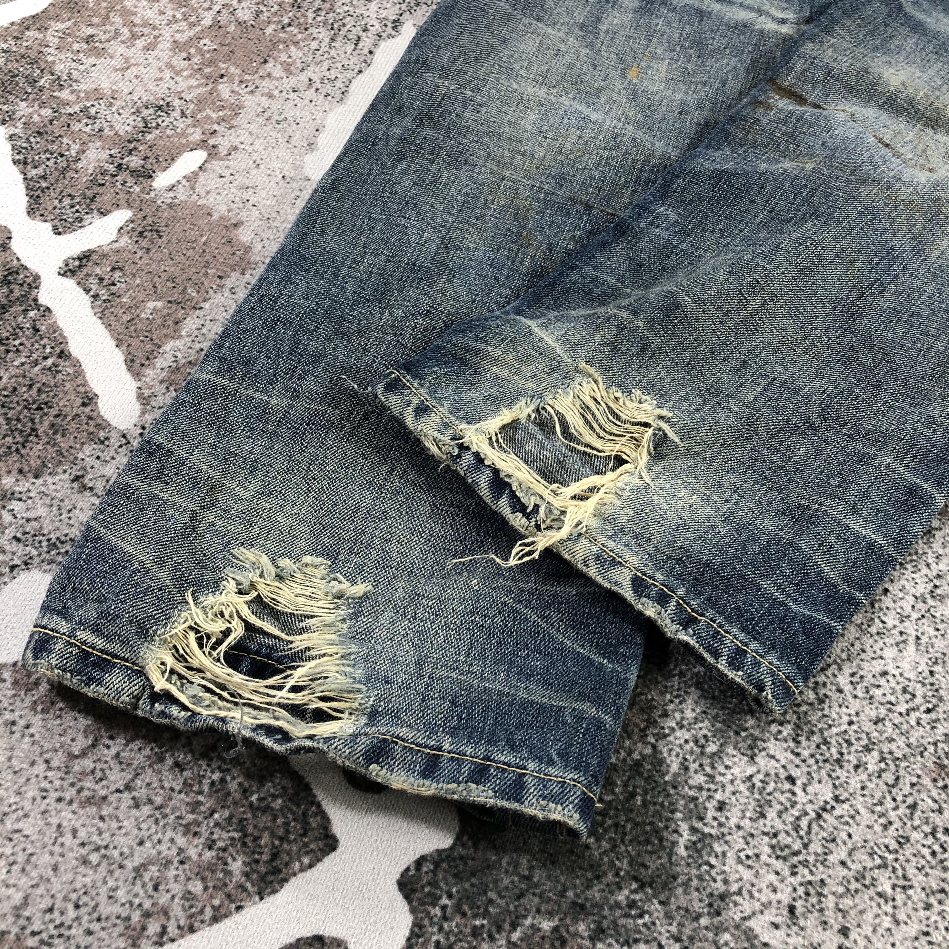 Japanese Brand Heritage Stone Zipper Jeans Faded Dirty Wash Denim Size US 32 / EU 48 - 5 Thumbnail