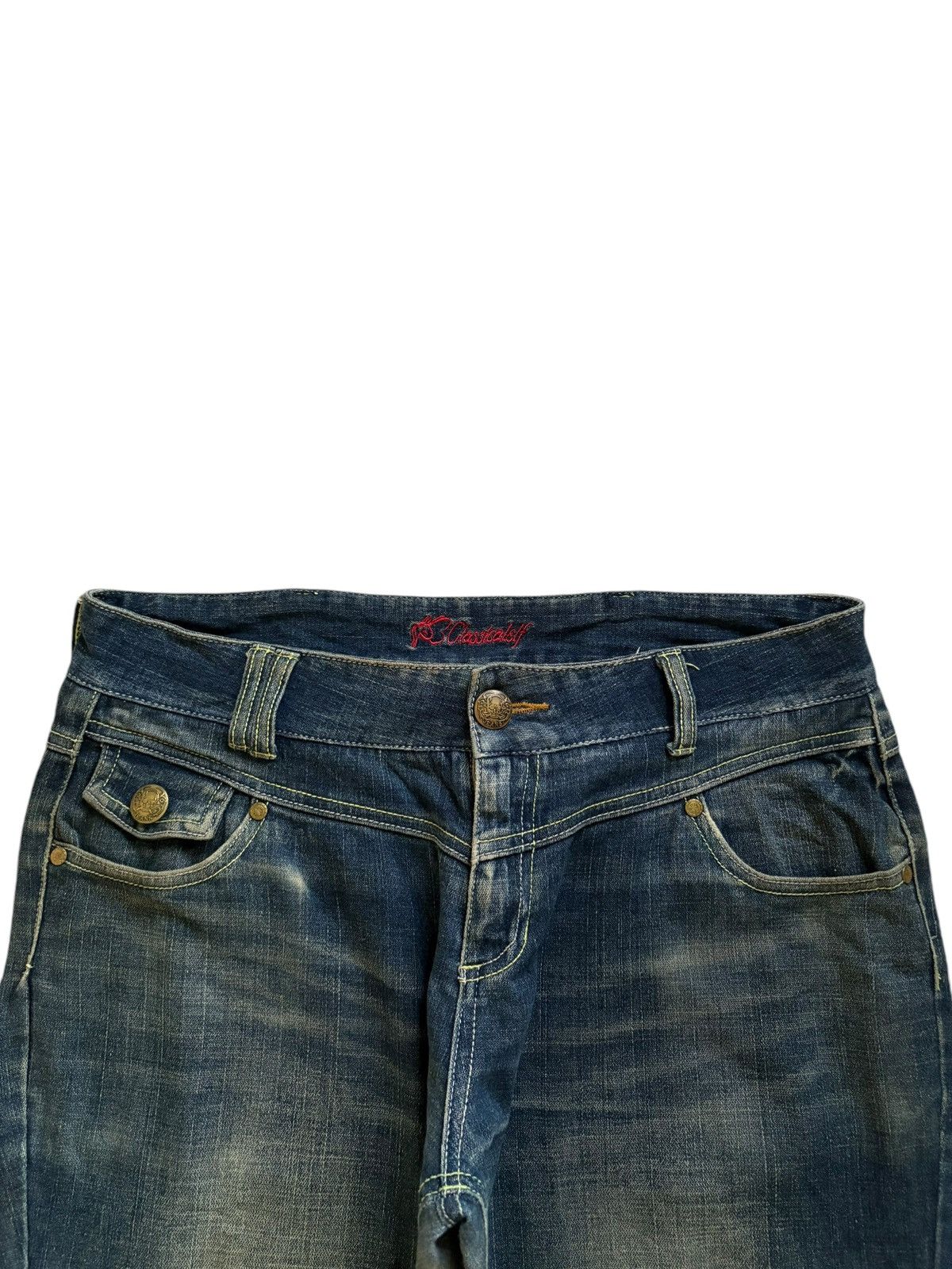 Japanese Brand Vintage Japanese Brand Buckle Back Mud Wash Bootcut Jeans Size 35" - 4 Thumbnail