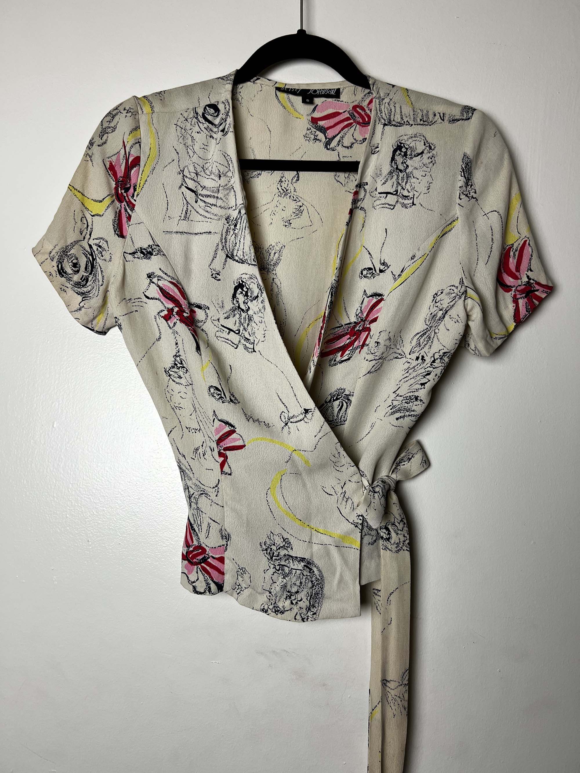 Betsey Johnson Vintage 1970's-1980's Betsy Johnson "Alley Cat" Blouse Size M / US 6-8 / IT 42-44 - 2 Thumbnail