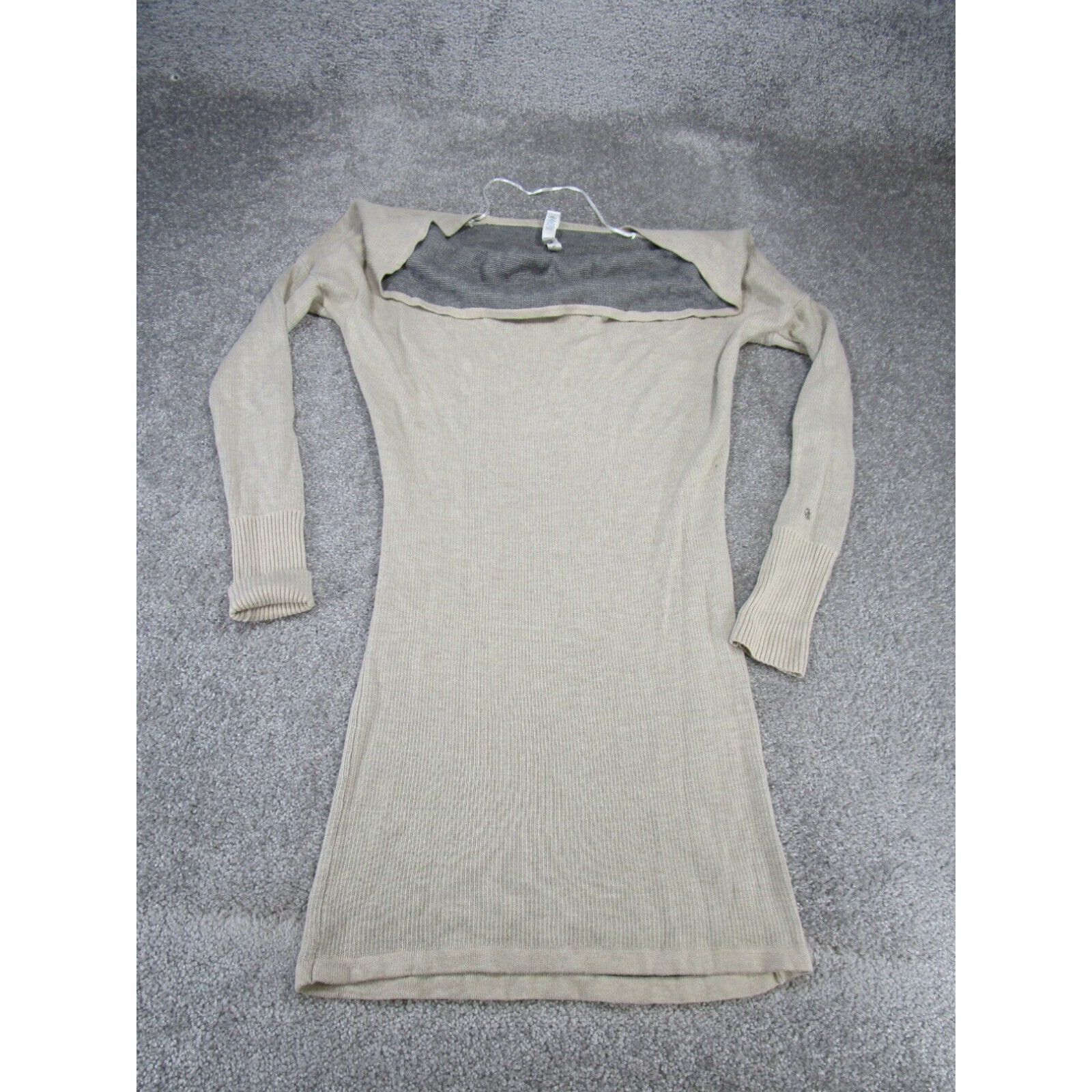image of Lululemon Mini Dress Womens 4 Beige Ribbed Long Sleeve in White (Size Small)