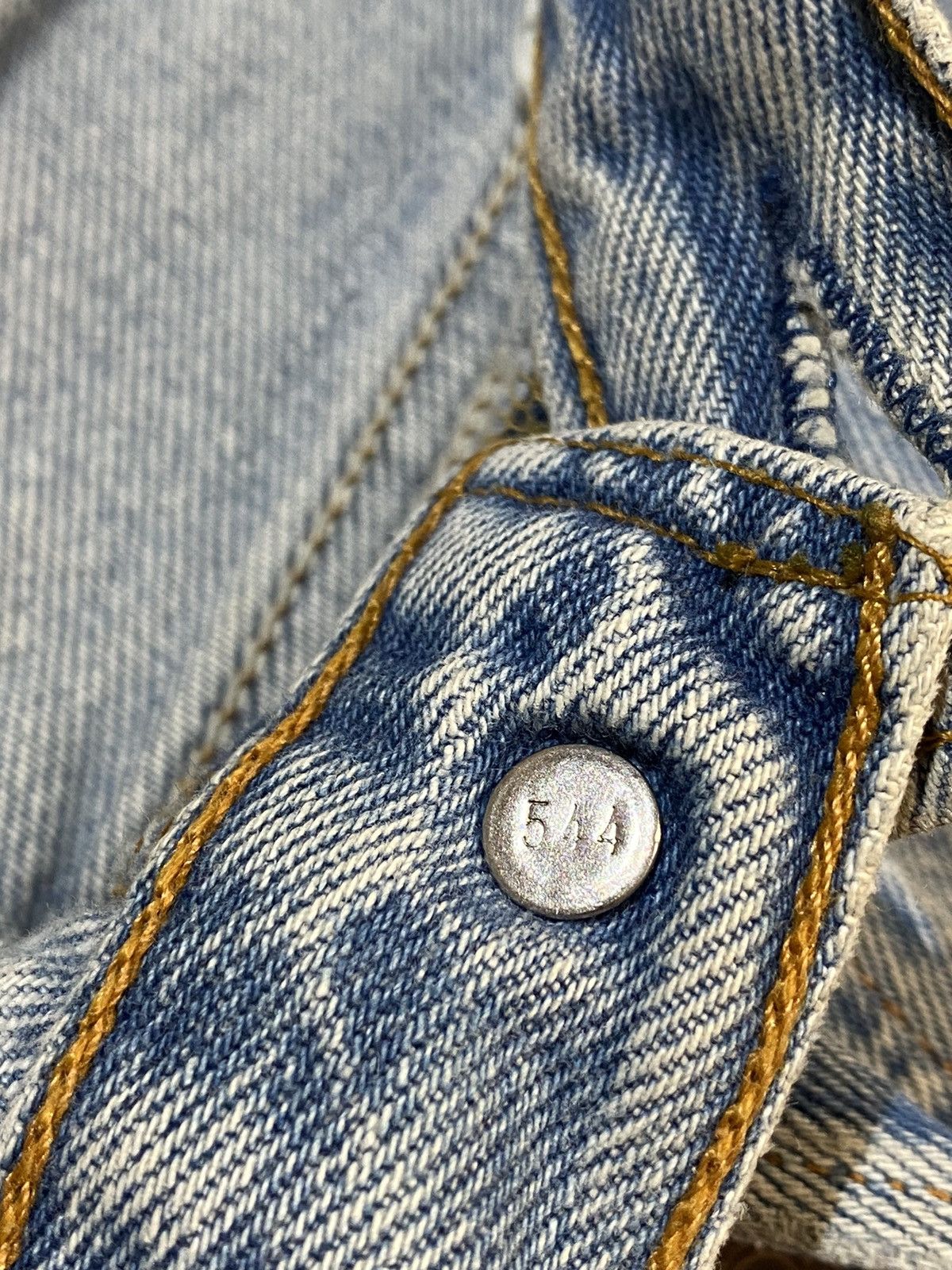 Levi's × Vintage WASHED BLUE 501 LEVIS RINDEM CUSTOM STUDS RHINESTONE Size US 33 - 12 Thumbnail