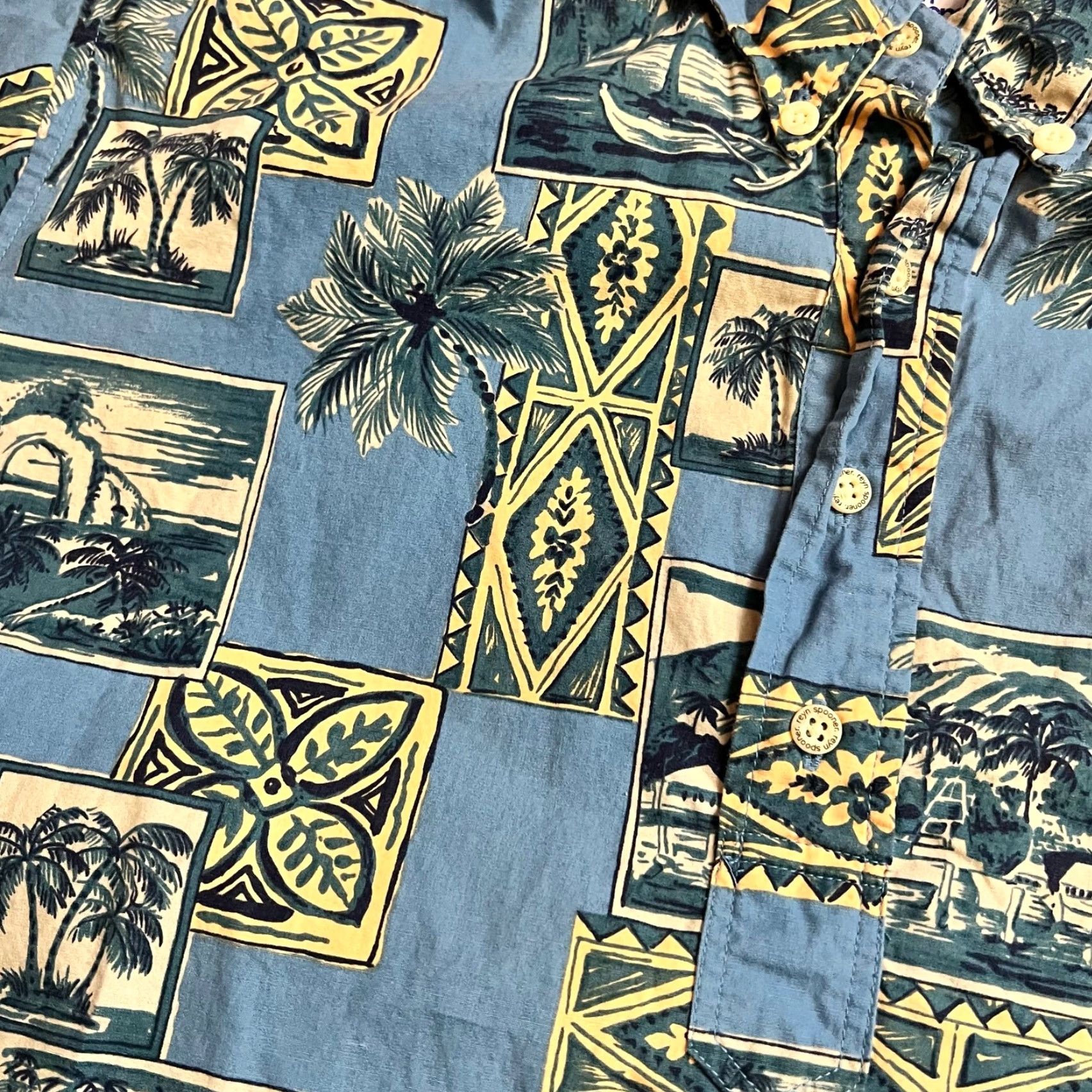 Reyn Spooner Reyn Spooner Pop Over Hawaiian Shirt Men Large Island Blue Half Button Short Sleeve Button-Up L Mens Size US L / EU 52-54 / 3 - 2 Thumbnail