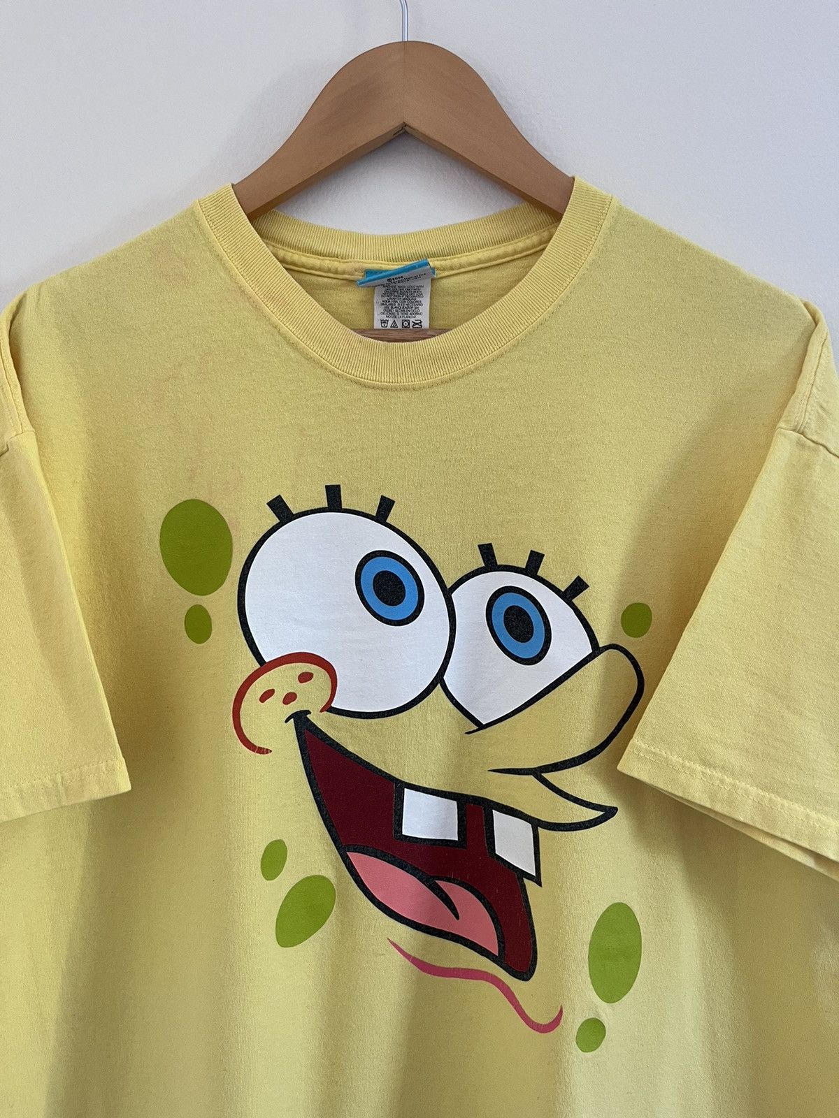 T-shirt Vintage Bob L'Éponge 2002 Krabby Patty - Taille Large, Occasion Très Bon état