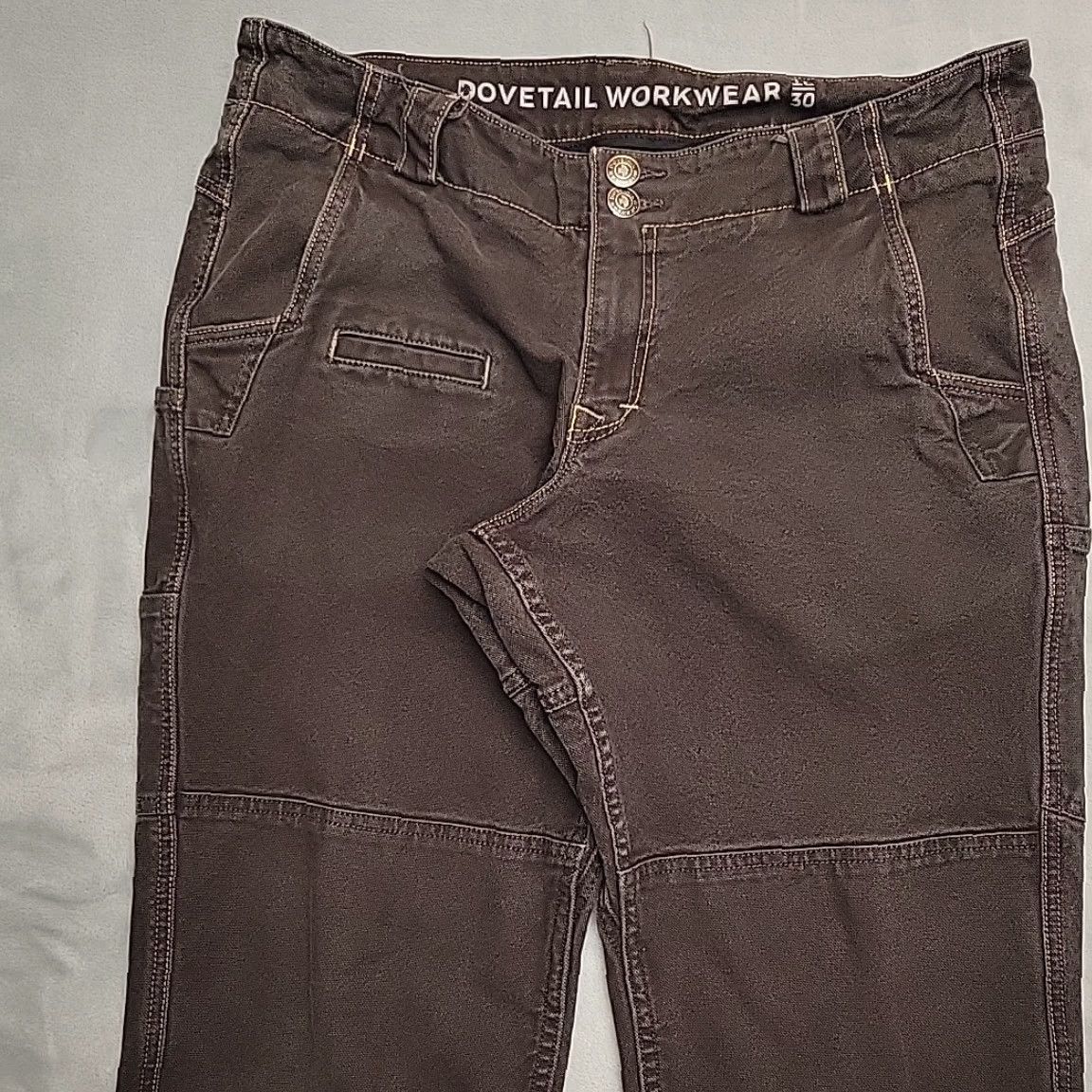 Doublet VINTAGE Dovetail Pants Womens 16 Brown Double Knee Day Construct Stretch Canvas Cargo Size 38" / US 16 / IT 52 - 3 Thumbnail