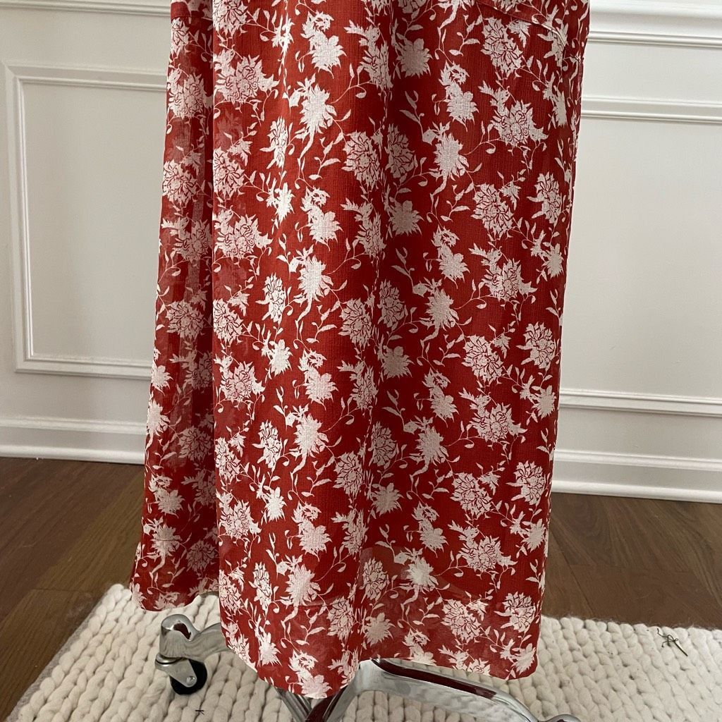Rag & Bone NWOT Rag & Bone Elysse Midi Dress Rust Floral Chiffon $495 X Size XS / US 0-2 / IT 36-38 - 4 Thumbnail
