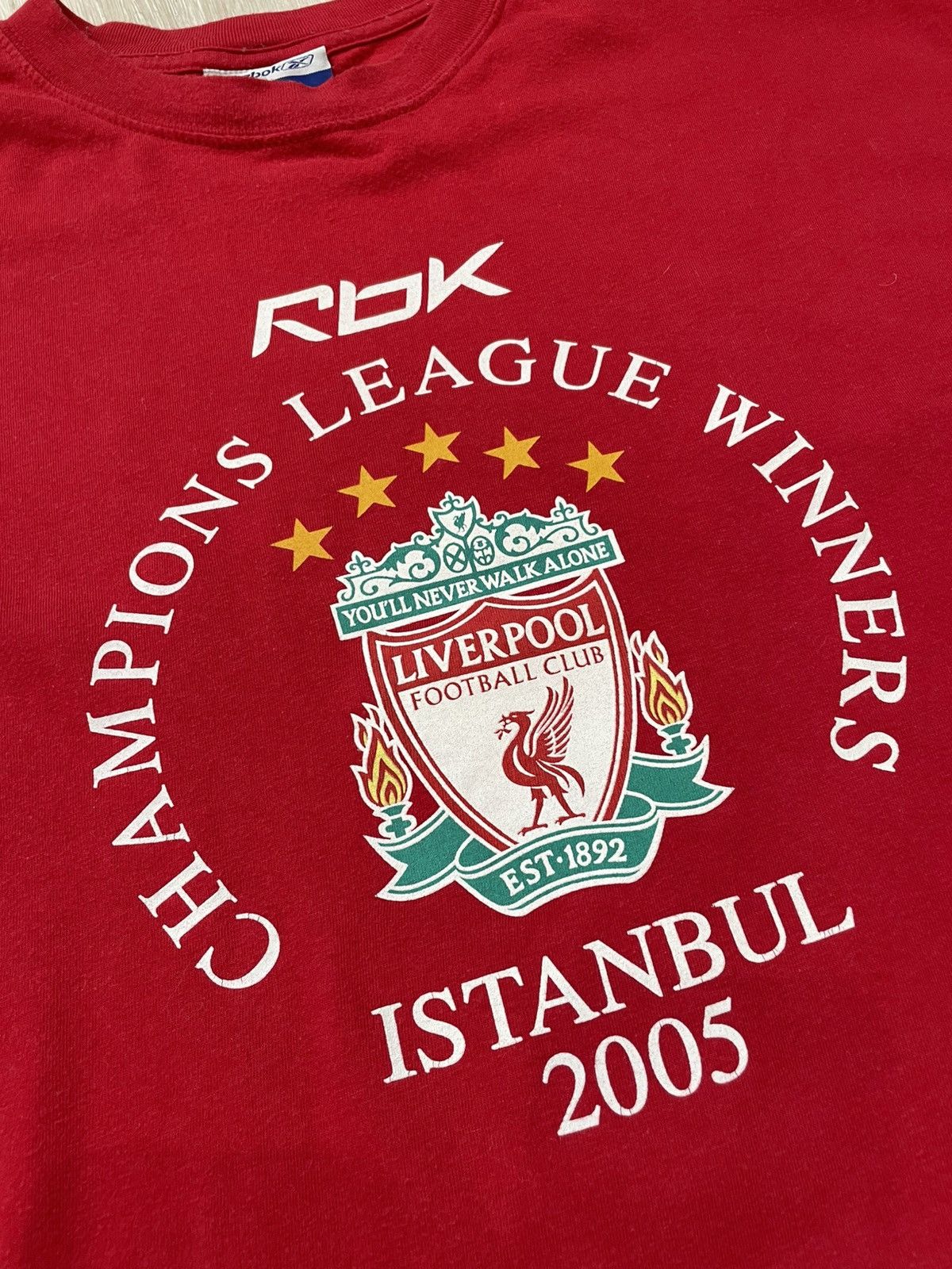 Reebok × Vintage Vintage Reebok Liverpool UEFA 2006 Final Winner Red T-shirt Size US XL / EU 56 / 4 - 2 Thumbnail