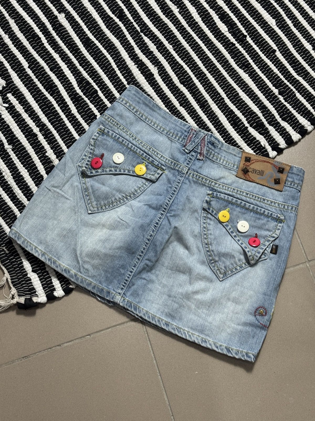 Just Cavalli VINTAGE JUST CAVALLI 2000s MINI DENIM SKIRT Size 29" - 4 Thumbnail