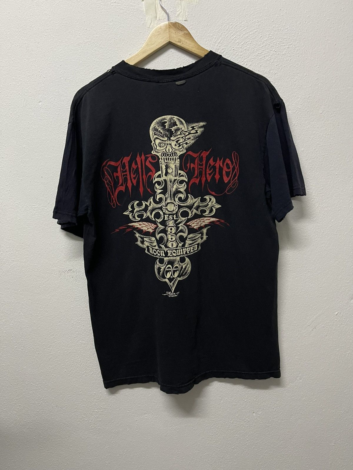 Other VINTAGE MOON EYES “WILDMAN” SKULL CROSS DISTRESSED SHIRT Size US L / EU 52-54 / 3 - 1 Thumbnail