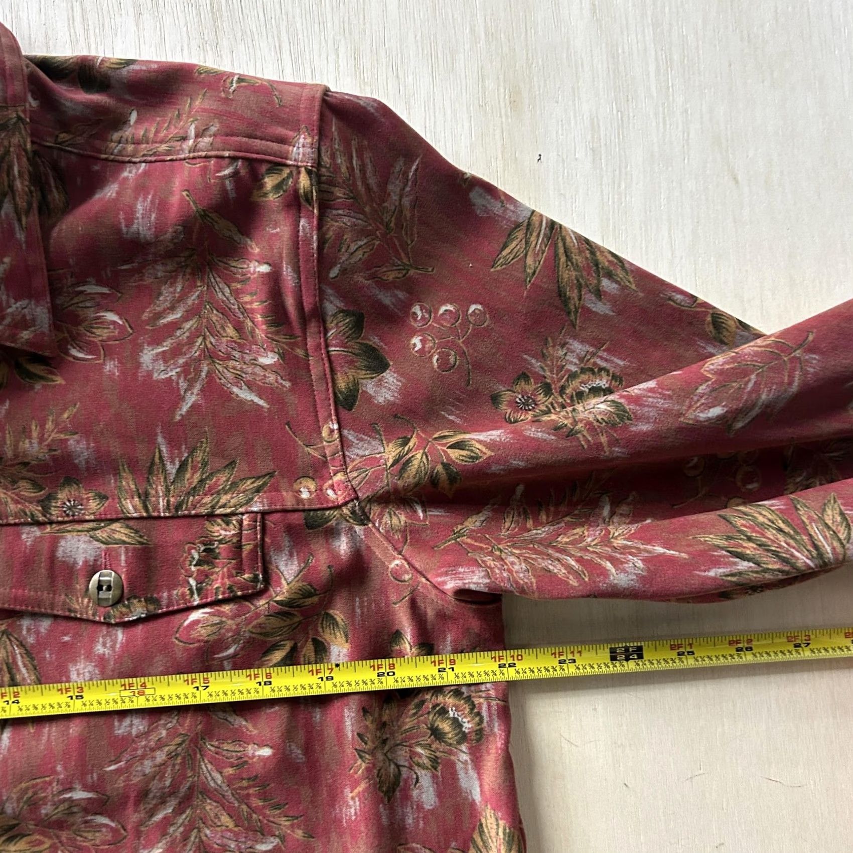 Vintage Christopher & Banks Jacket Womens Large Red Floral Denim Button Front Stretch Size L / US 10 / IT 46 - 3 Thumbnail
