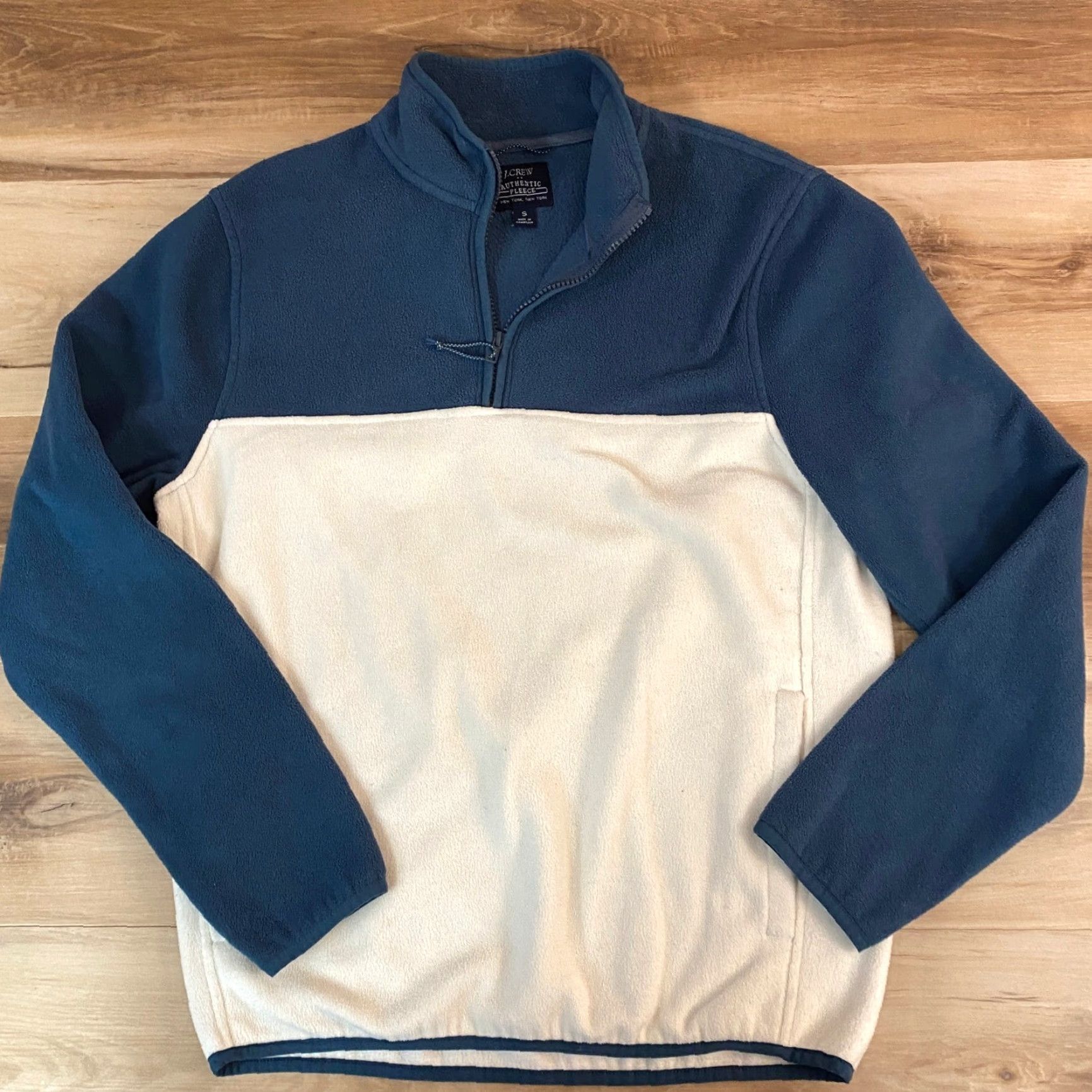 J.Crew J. Crew Mens Fleece Quarter Zip Pullover Colorblock Blue White Small Sweatshirt Zip Mock Neck Pockets Size US S / EU 44-46 / 1 - 3 Thumbnail