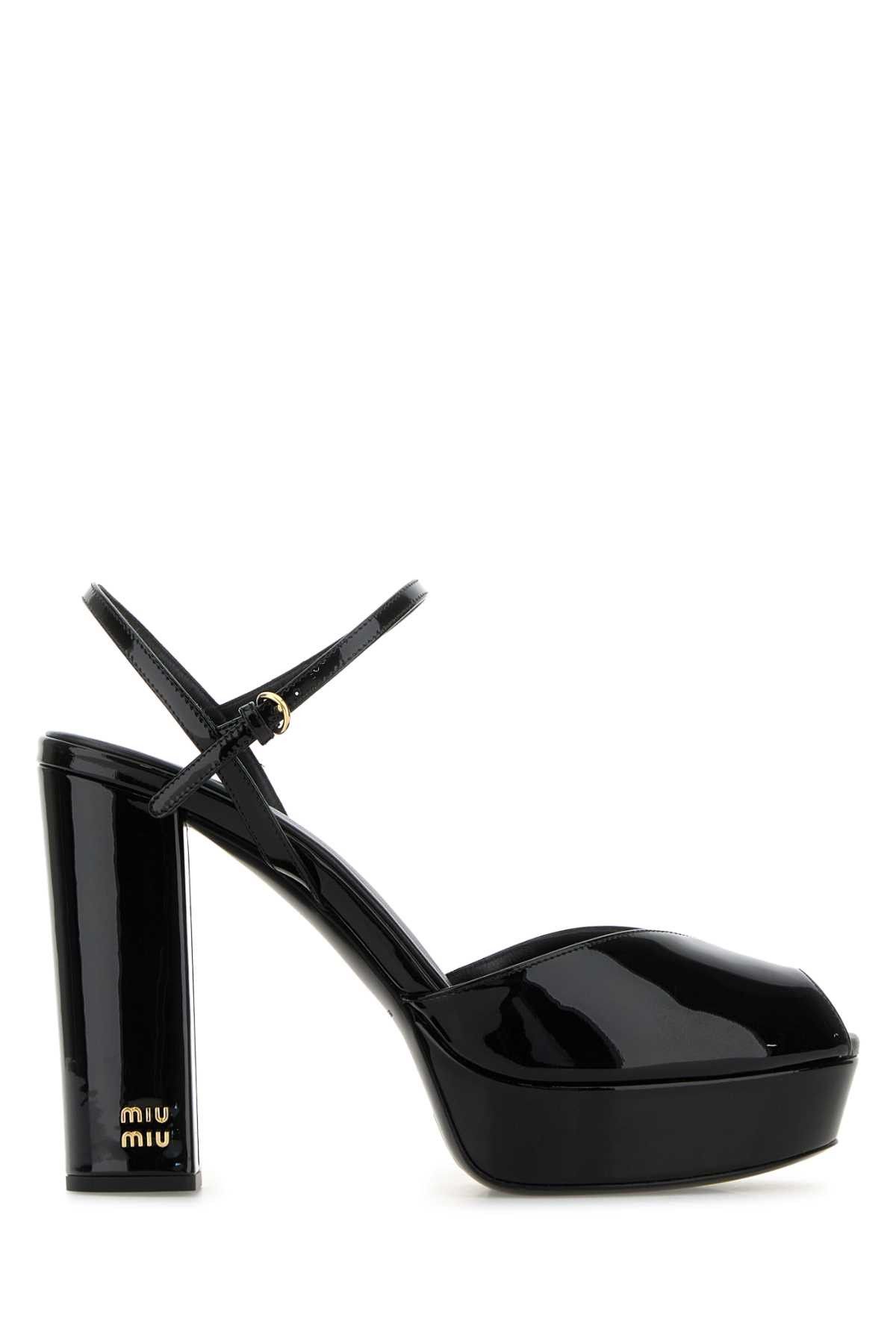 Miu Miu Black Leather Sandals Size US 11 / IT 41 - 1 Thumbnail