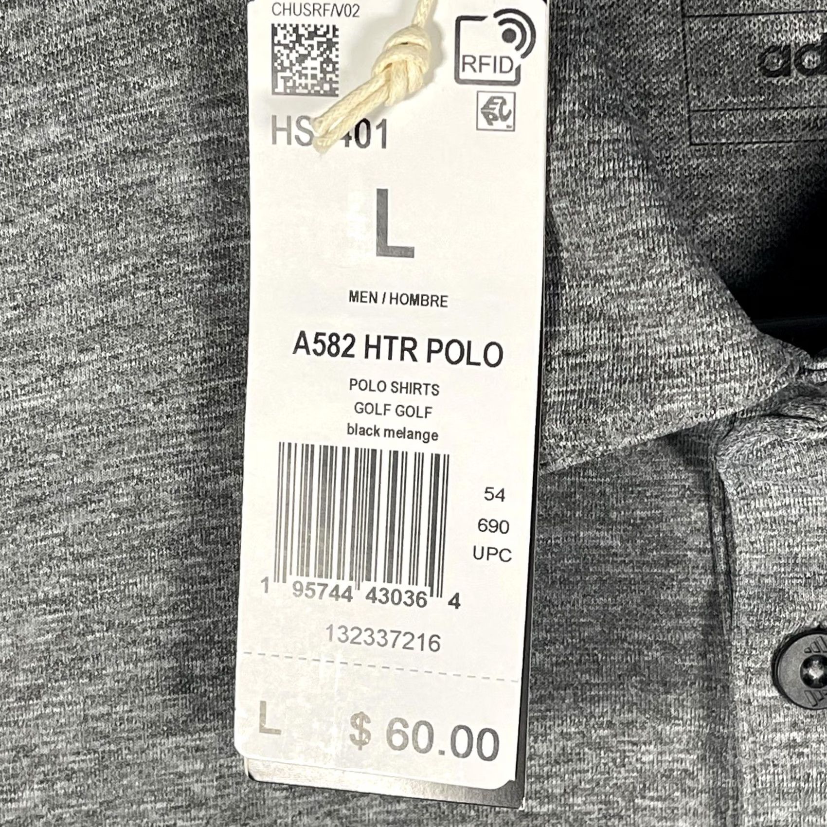 Adidas Adidas Polo Shirt Mens Large Gray Black Heather Performance Golf A582 HTR HS401 Size US L / EU 52-54 / 3 - 7 Thumbnail