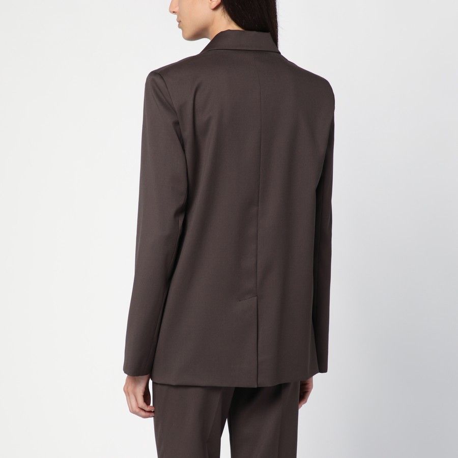 Loulou de Saison o1d2blof0824 Wool Single-Breasted Jacket in Brown Size L / US 10 / IT 46 - 3 Thumbnail