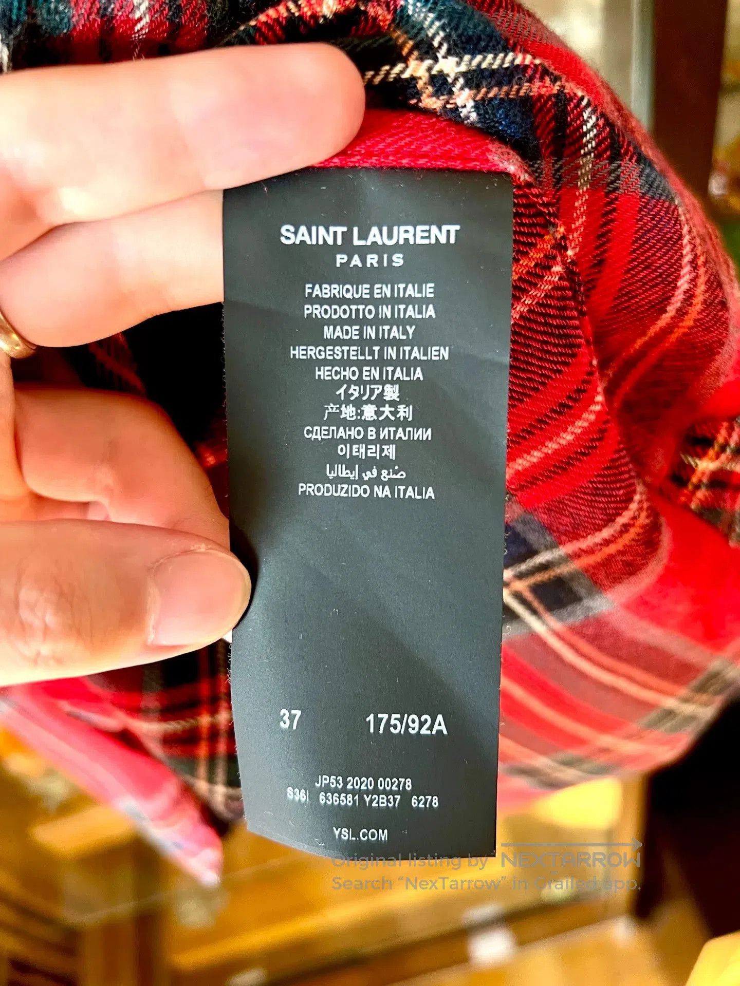 Saint Laurent Paris Saint Laurent 21FW Red Wool Plaid Shirt. Size S / US 4 / IT 40 - 6 Thumbnail