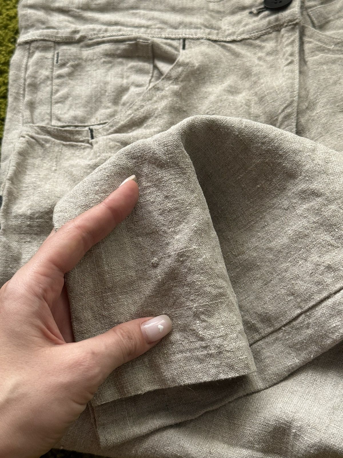 Designer Lurdes Bergada 100% linen wide leg culottes pants Size 25" / US 0 / IT 36 - 6 Thumbnail