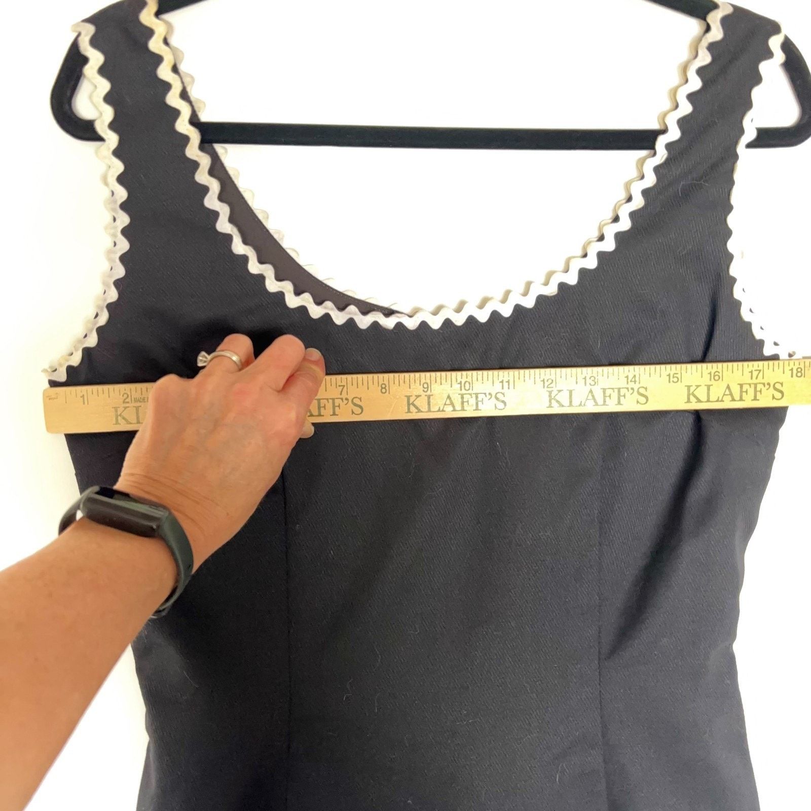 Other Vintage Jill Stuart Black Dress White Trim Cotton Womens 12 Size XL / US 12-14 / IT 48-50 - 10 Thumbnail