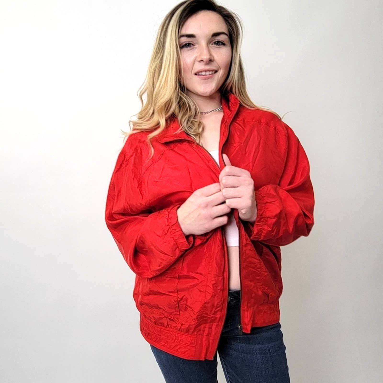 Vintage Vintage 90s Red Ac-Tiv-Ology ALL SILK Windbreaker Jacket - M Size M / US 6-8 / IT 42-44 - 3 Thumbnail