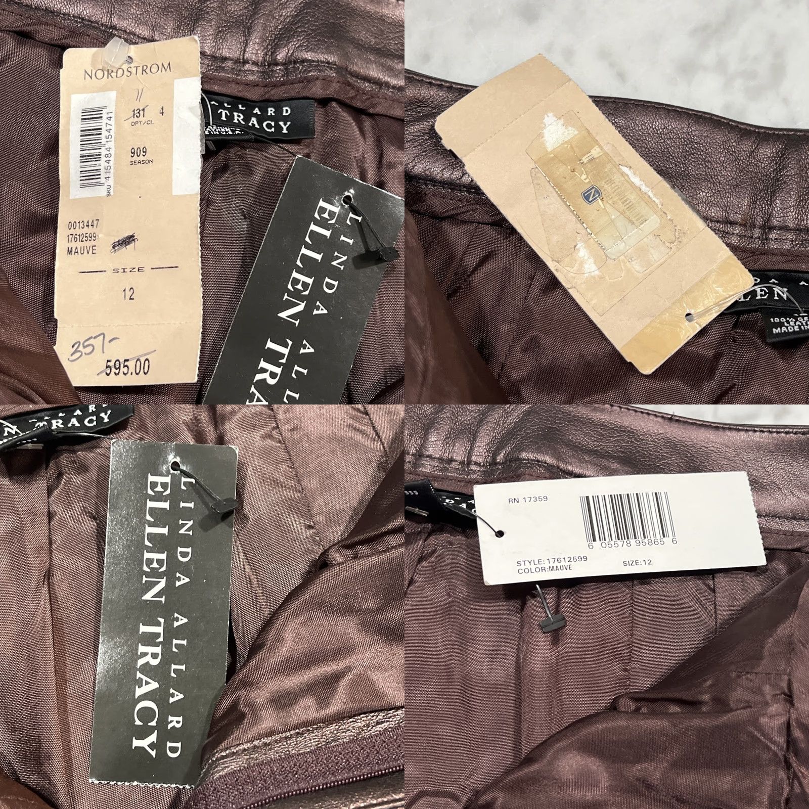 Ellen Tracy VINTAGE Linda Allard Ellen Tracy Pants Women 12 Leather Mauve 90s Size 34" / US 12 / IT 48 - 9 Thumbnail