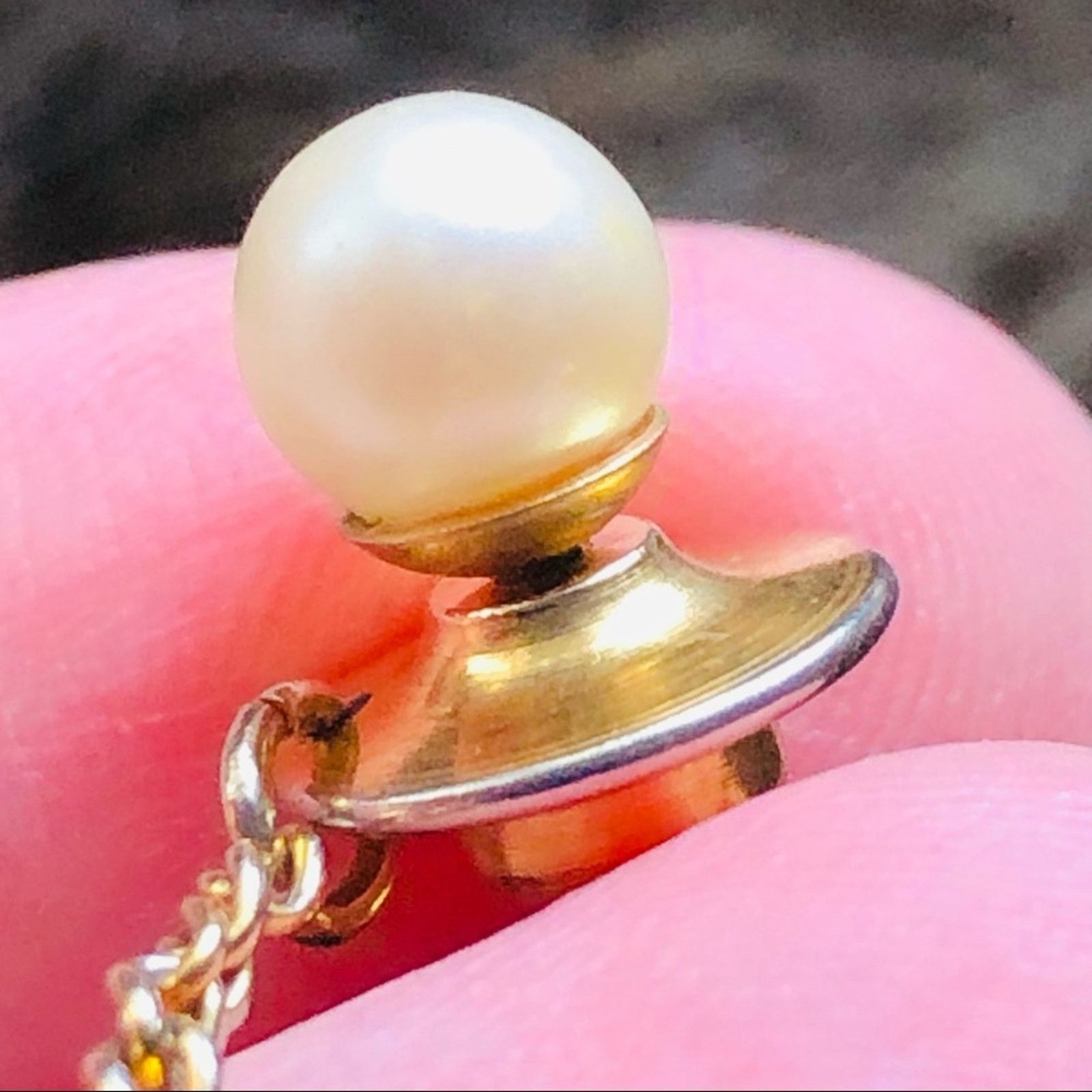 Vintage Vintage men’s faux pearl gold tie clip pin with set of 2 Size ONE SIZE - 2 Thumbnail