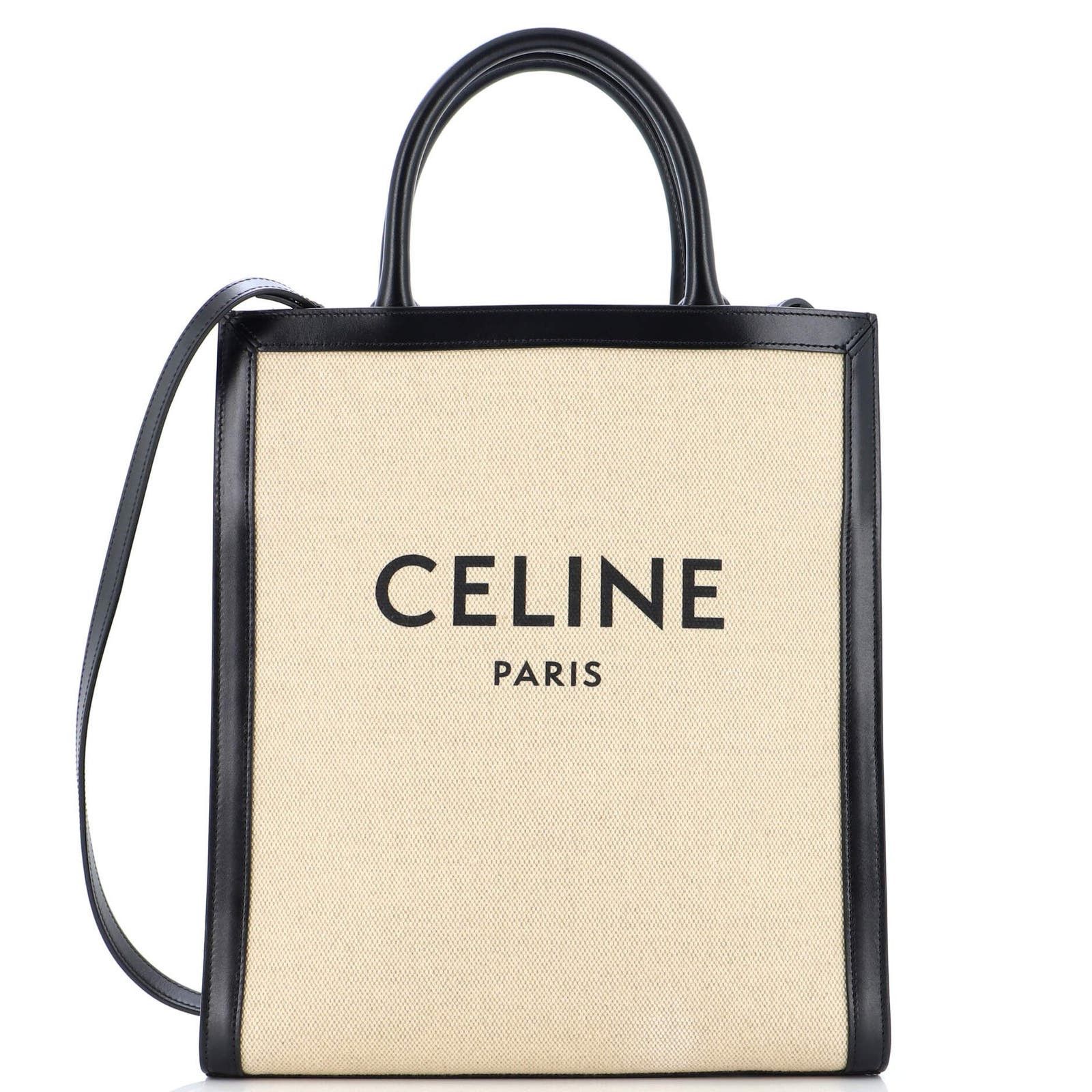 Vertical Cabas Tote Canvas with Leather Small