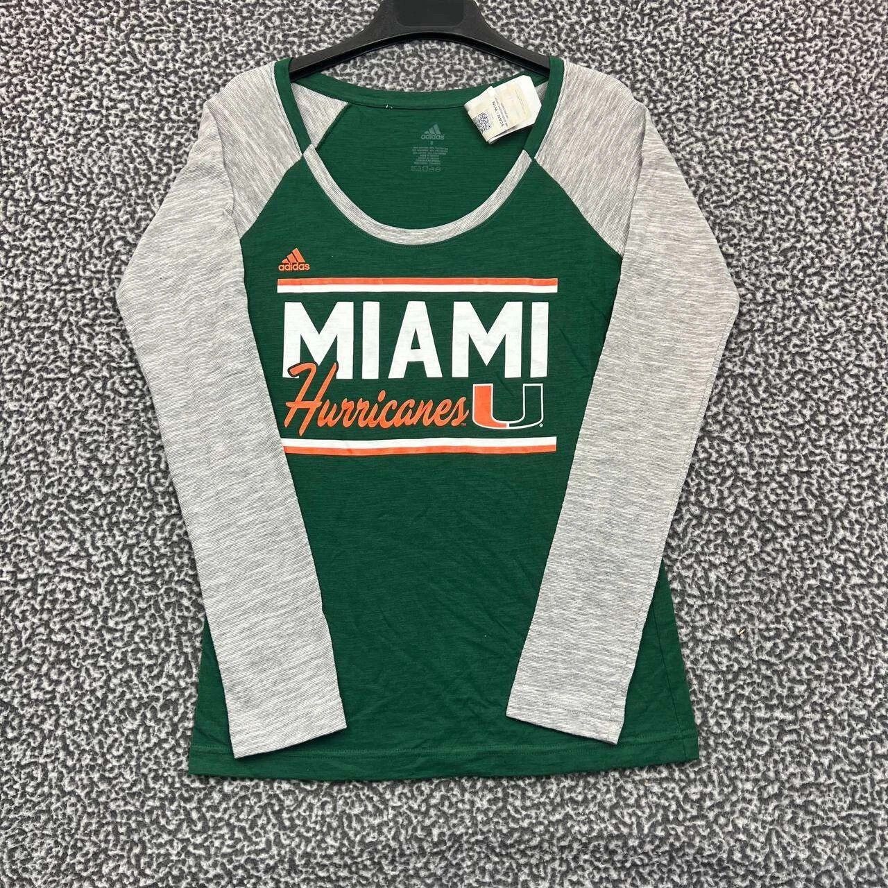 Adidas MIami Hurricanes Shirt Women Adidas Long Sleeve Crew Neck S Size S / US 4 / IT 40 - 1 Thumbnail