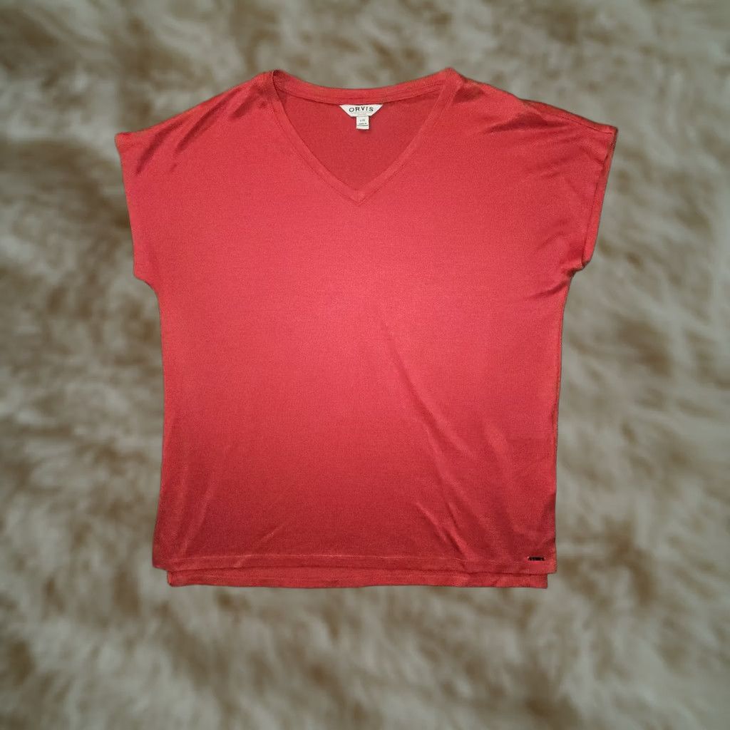 Orvis Orvis V-Neck Blouse Sleeveless Women's Large Red Stretch Casual Hiking Camping Size L / US 10 / IT 46 - 1 Thumbnail