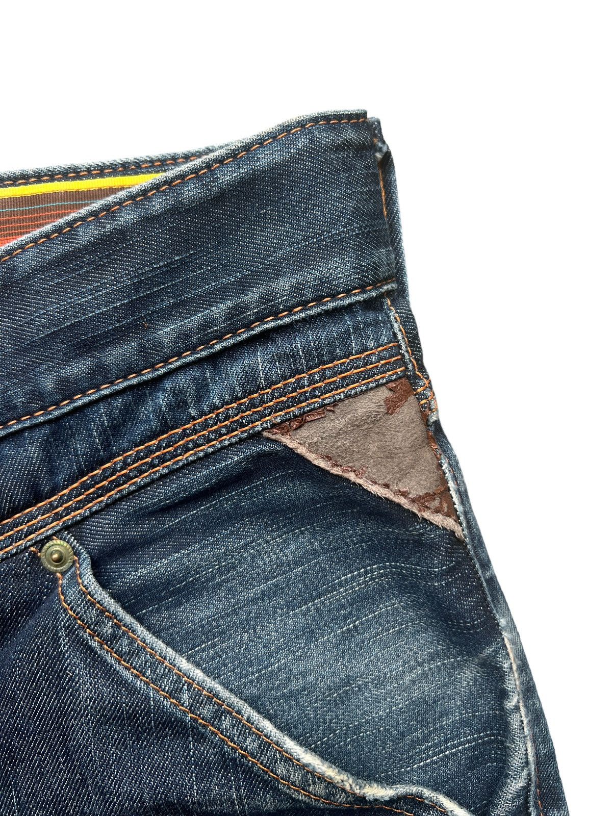 Vintage Edwin Distressed Rusty Straight Denim Jeans 33x33