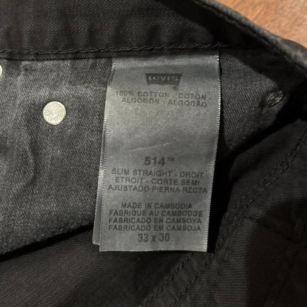 Levi's Levi’s 514 33x30 Black Slim Straight Jeans Size US 33 - 2 Thumbnail