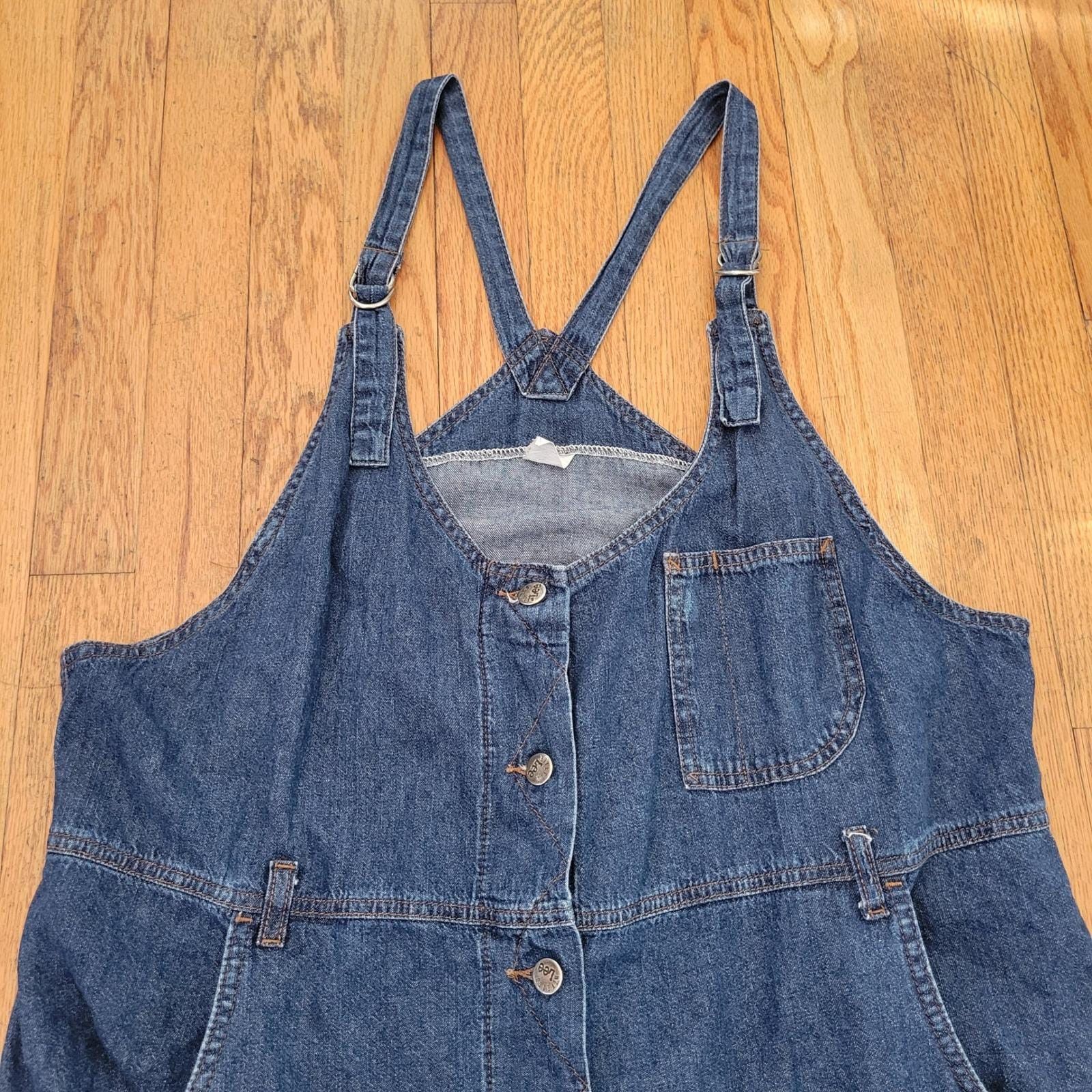 Lee Lee Denim Jumper Dress Overalls Cottagecore Patchwork 2X Size XXL / US 16-18 / IT 52-54 - 9 Thumbnail