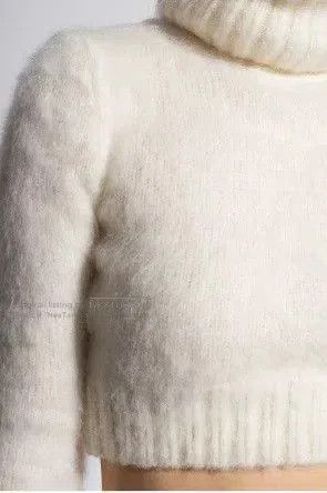Saint Laurent Paris Saint Laurent White Cropped Turtleneck Sweater. Size M / US 6-8 / IT 42-44 - 6 Thumbnail