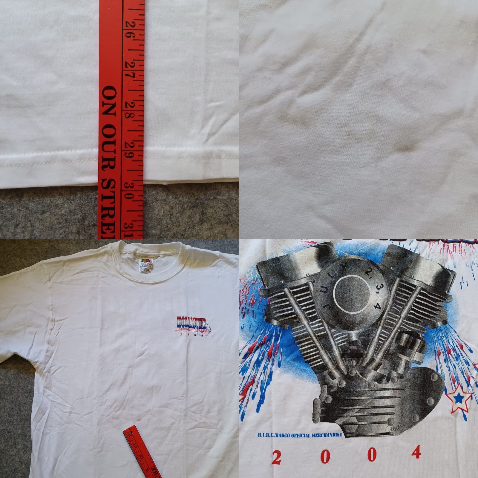 Fruit Of The Loom Hollister Independence Rally Shirt Large White Motorcycle Engine Graphic Mens Size US L / EU 52-54 / 3 - 9 Thumbnail