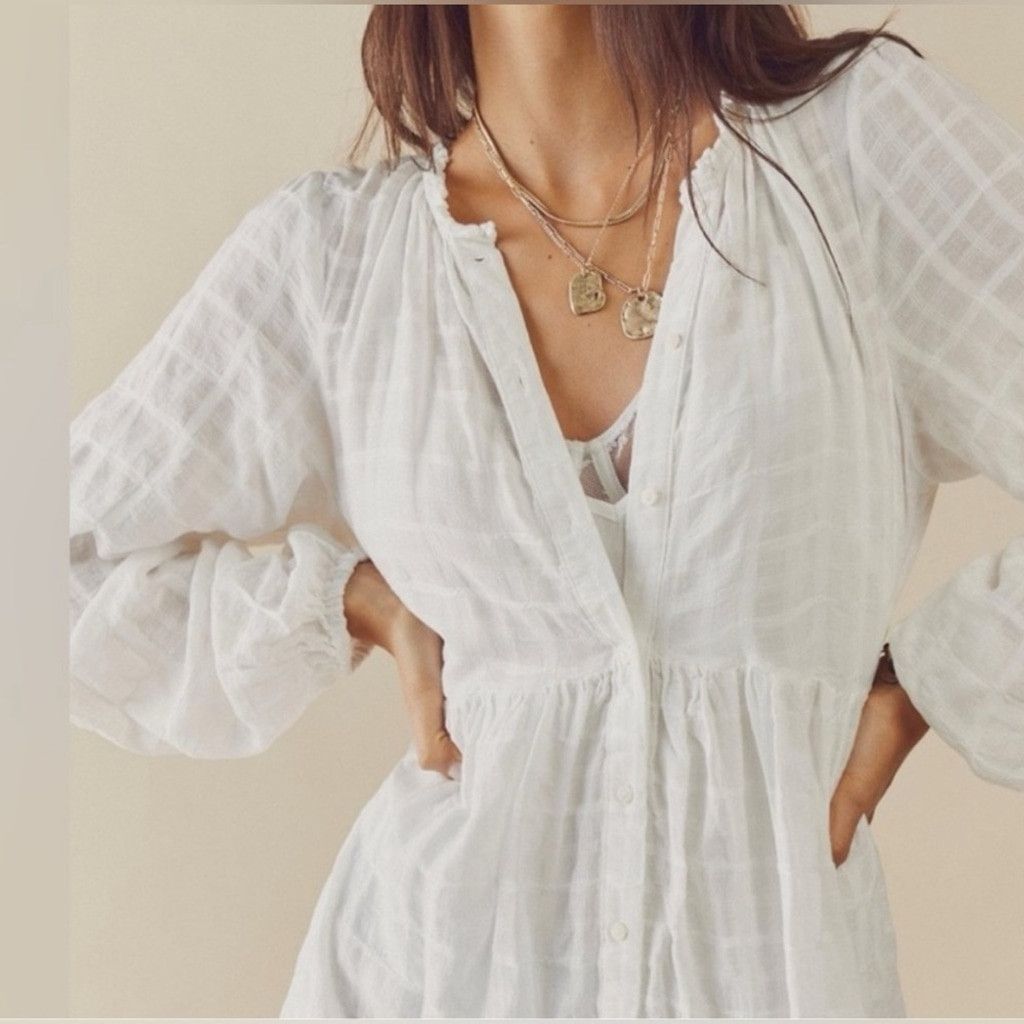 Free People Free People Edie Plaid Cream Ruffled Maxi Dress Medium EUC Size M / US 6-8 / IT 42-44 - 2 Thumbnail