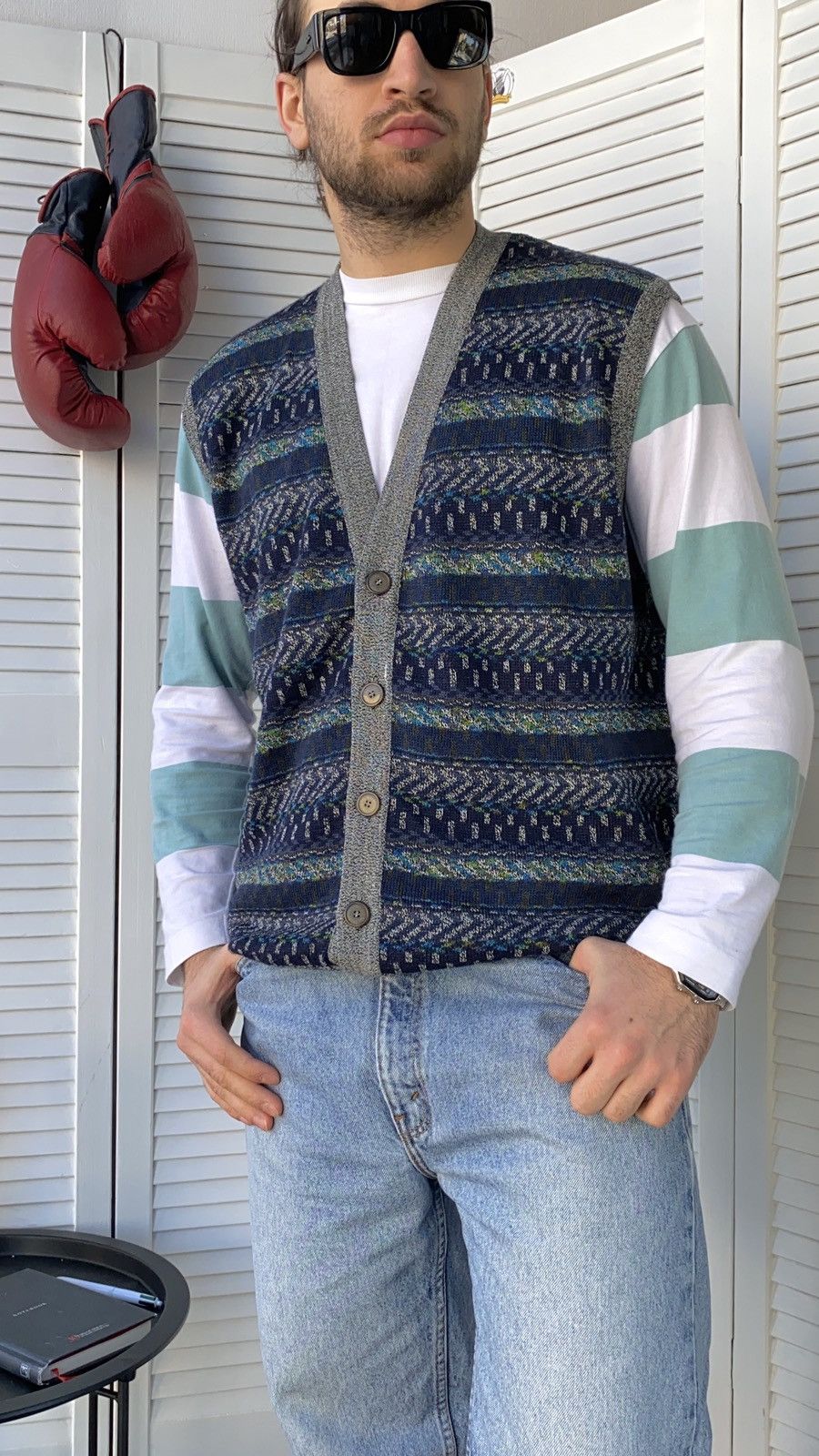 Designer × Vintage Vintage 90s Lana Knit Cardigan Sweater Button Vest Size US L / EU 52-54 / 3 - 4 Thumbnail