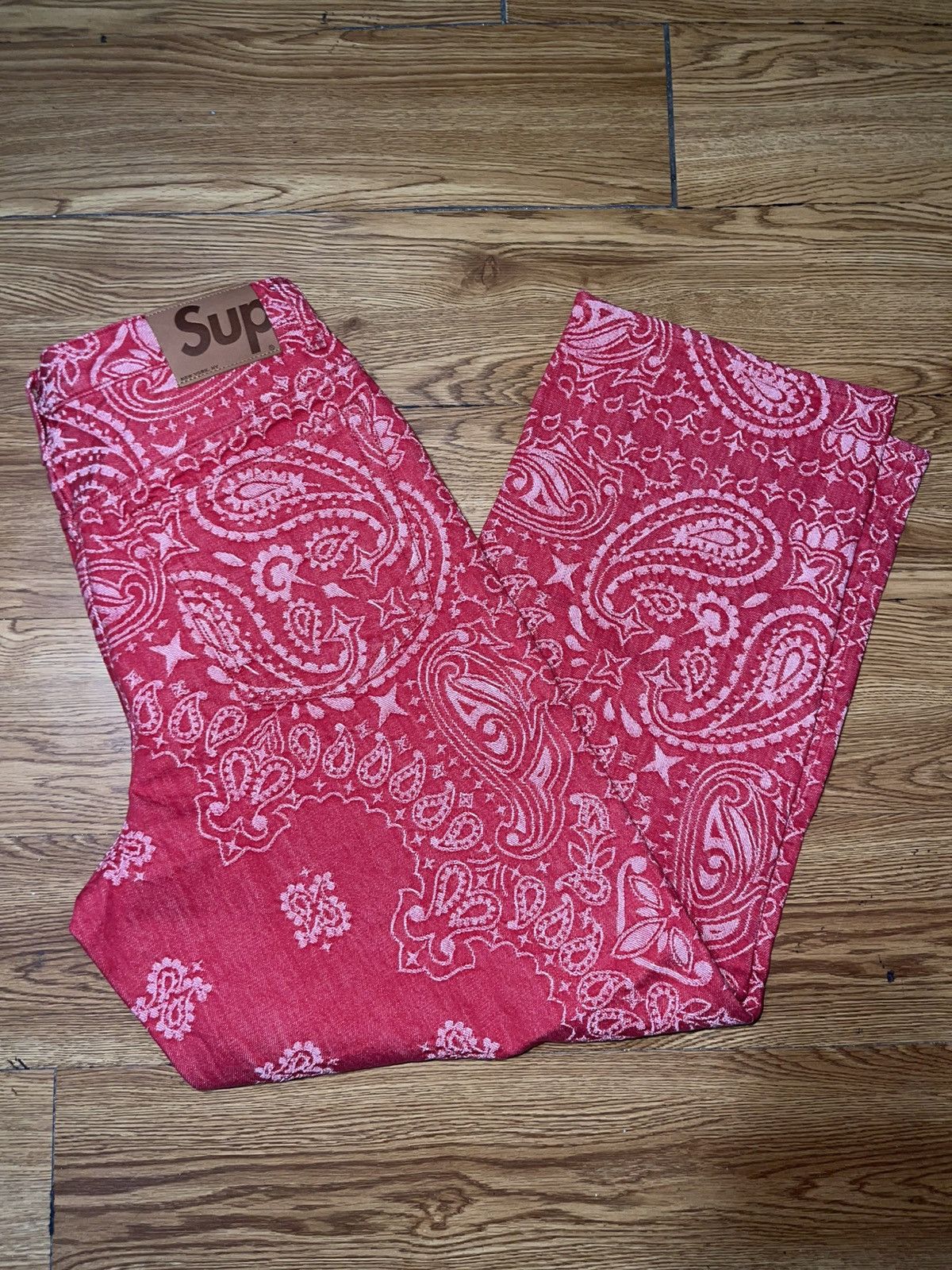 Supreme Supreme Bandana Jacquard Baggy Jean Red size 32