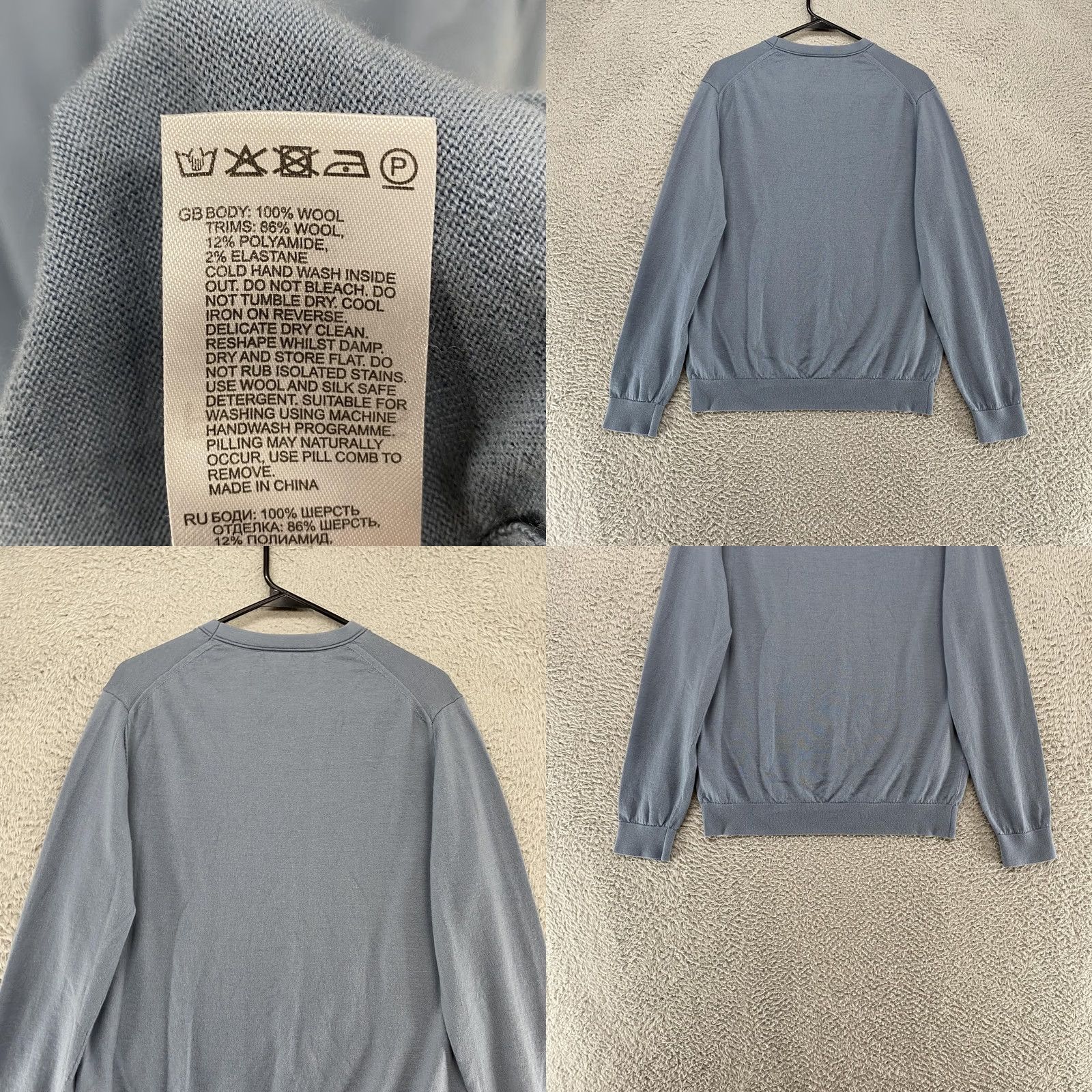 Reiss Reiss Wessex Sweater Mens L Blue 100% Merino Wool Crewneck Lightweight Knit Solid Size US L / EU 52-54 / 3 - 8 Thumbnail