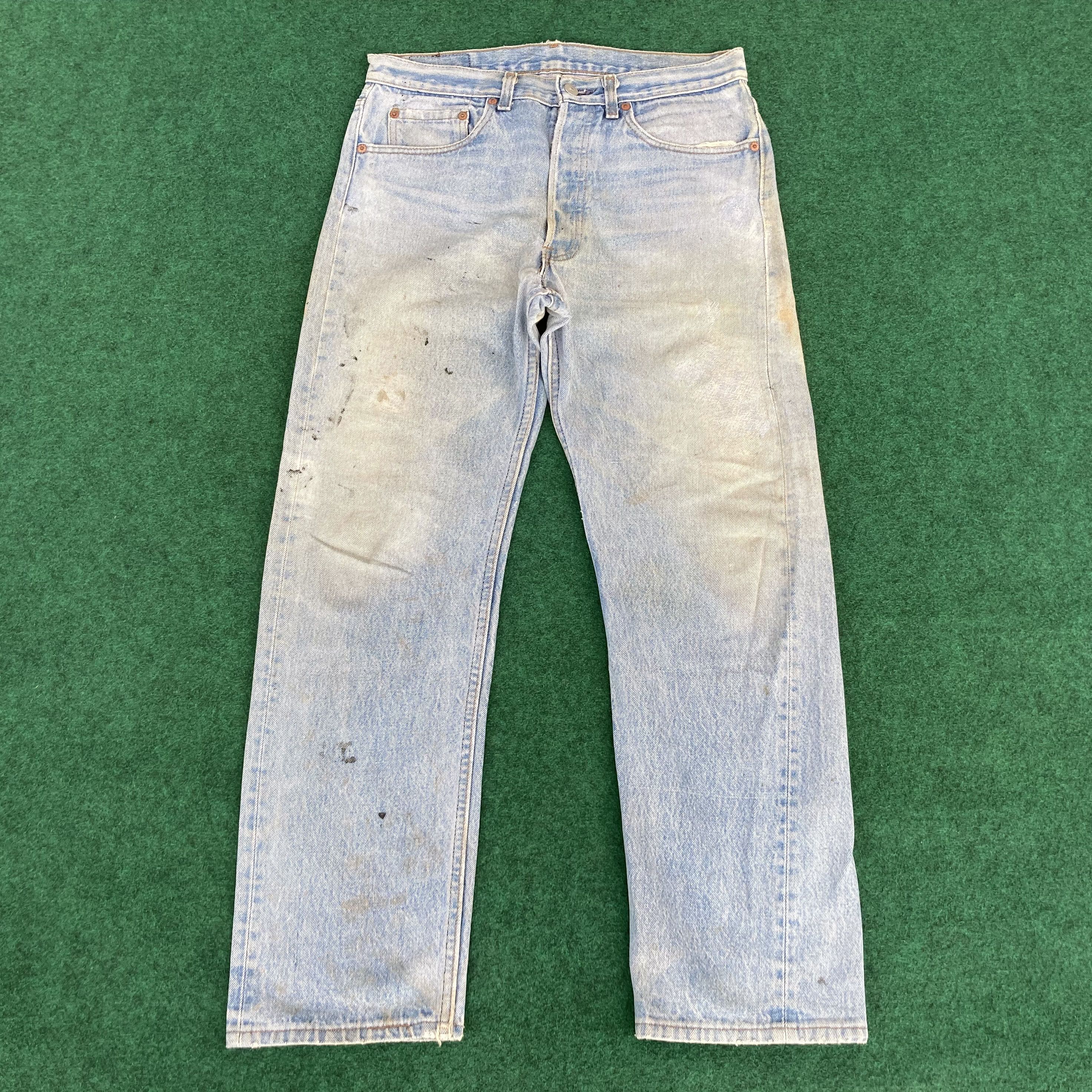 Levi's × Vintage Vtg Levis 501 Faded Stains Ripped Jeans Sz 31 Denim Jeans Size US 31 - 1 Thumbnail
