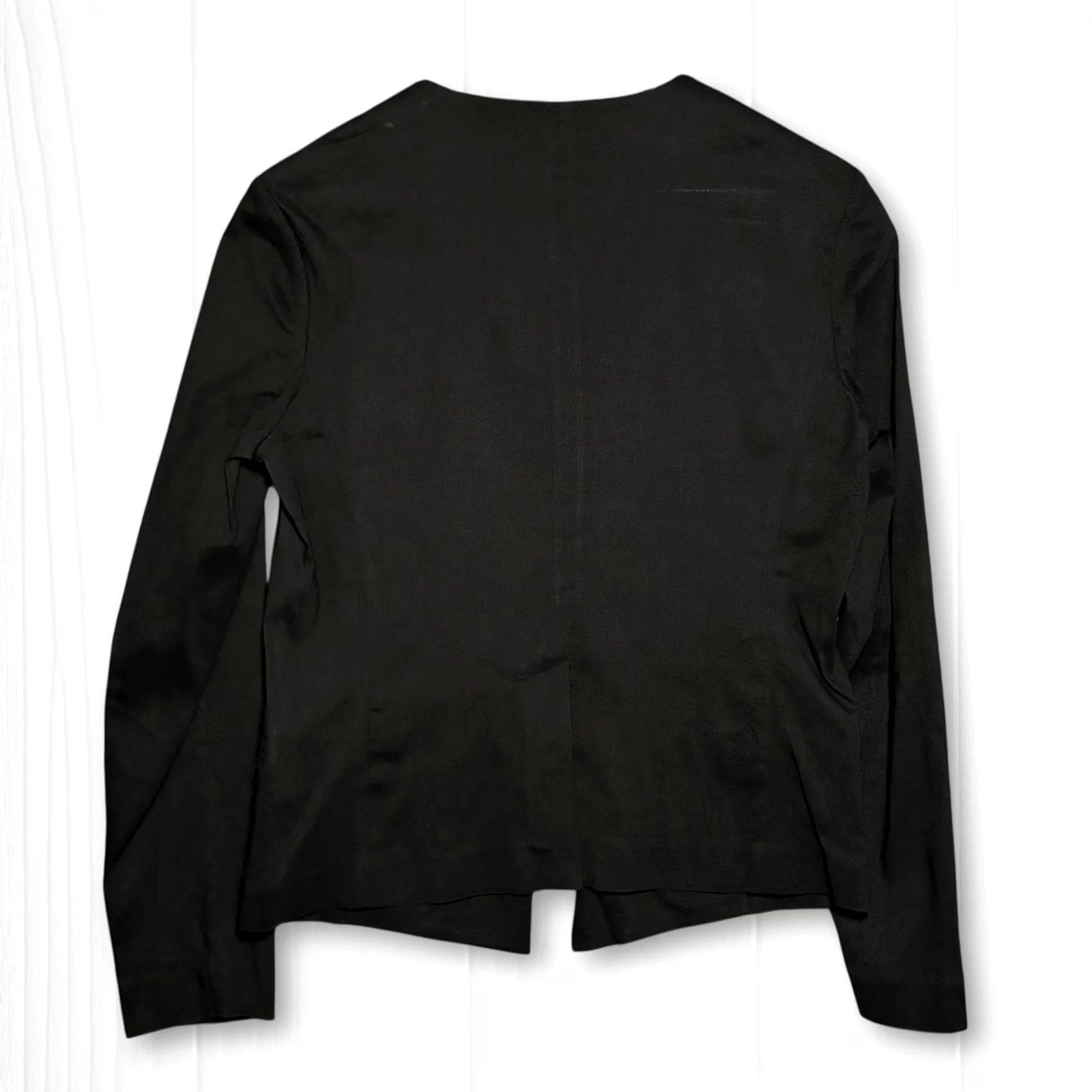 Theory EUC Theory Blazer Black Open Front Collarless Women's 6 Cropped Lightweight Linen Blend Jacket Size M / US 6-8 / IT 42-44 - 2 Thumbnail