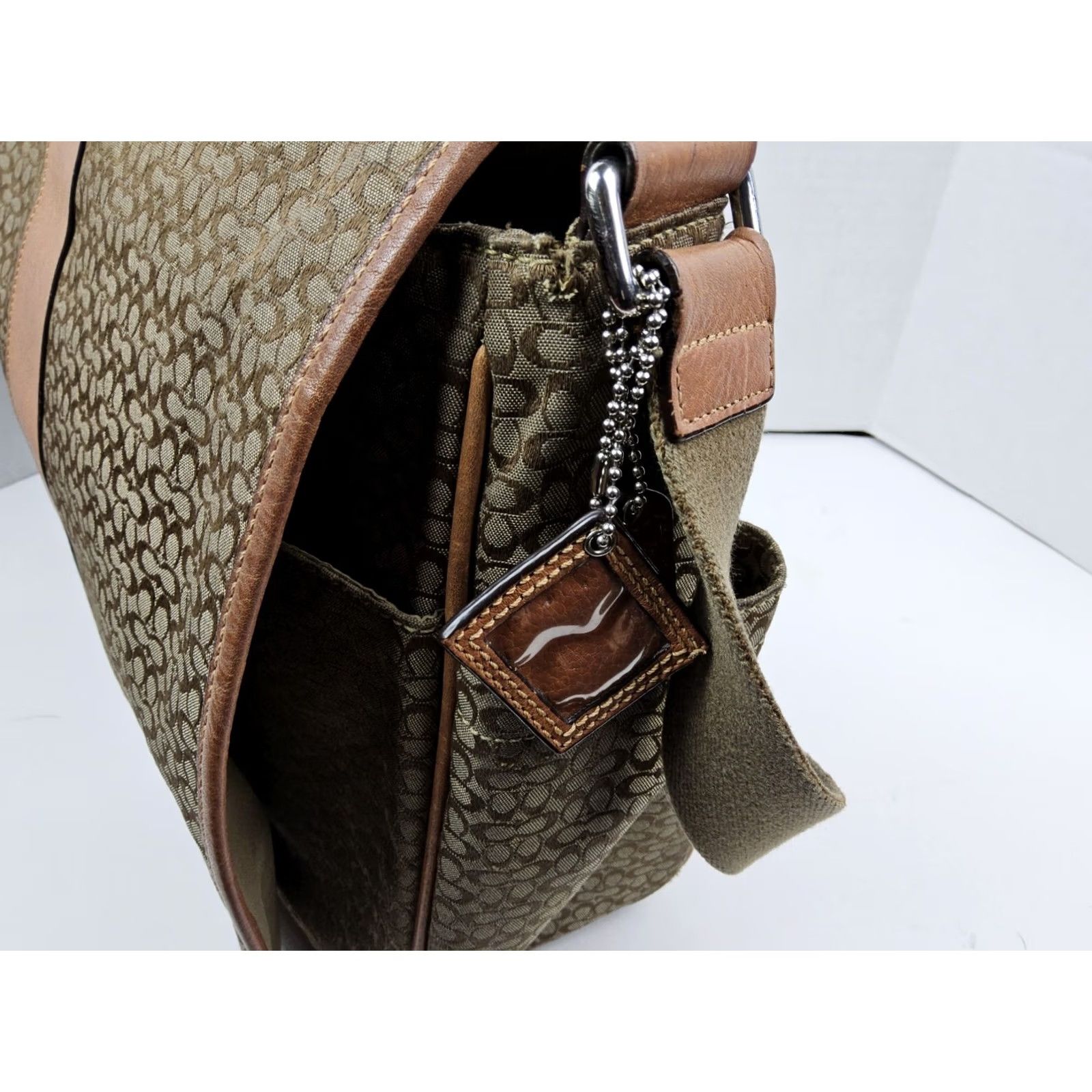 Coach Coach Signature Hudson Commuter Messenger Bag Large Brown Canvas Leather-Look Travel Case Size ONE SIZE - 4 Thumbnail