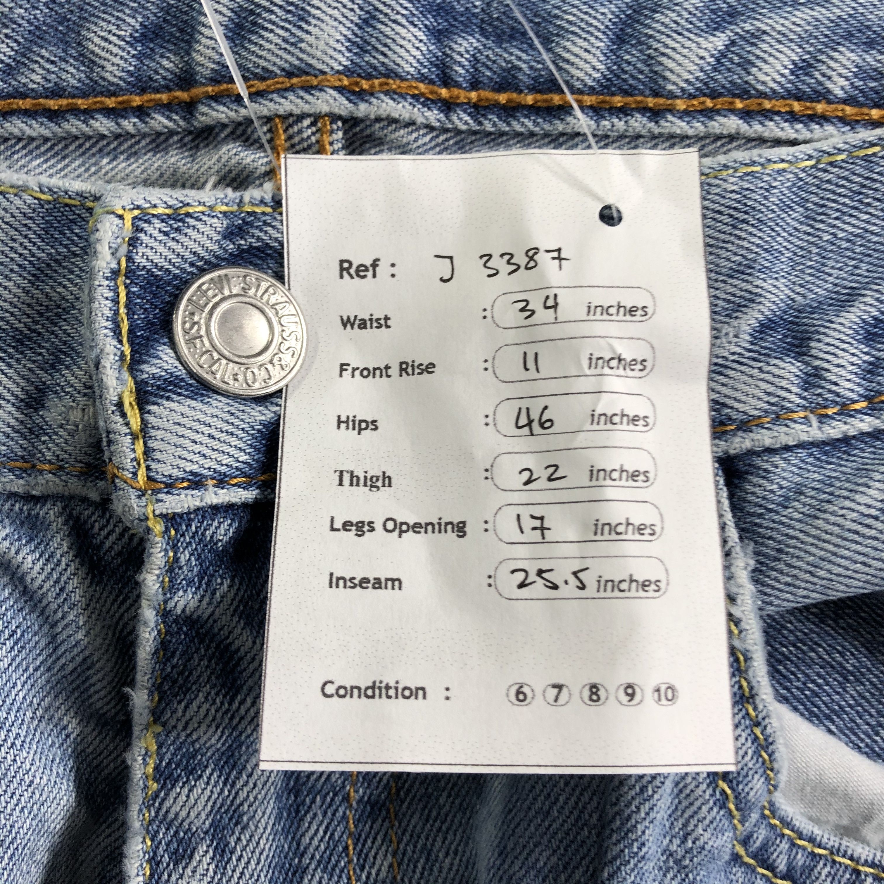 Levi's Vintage Blue Wash Levis Jeans-J3387 Size US 34 / EU 50 - 13 Thumbnail