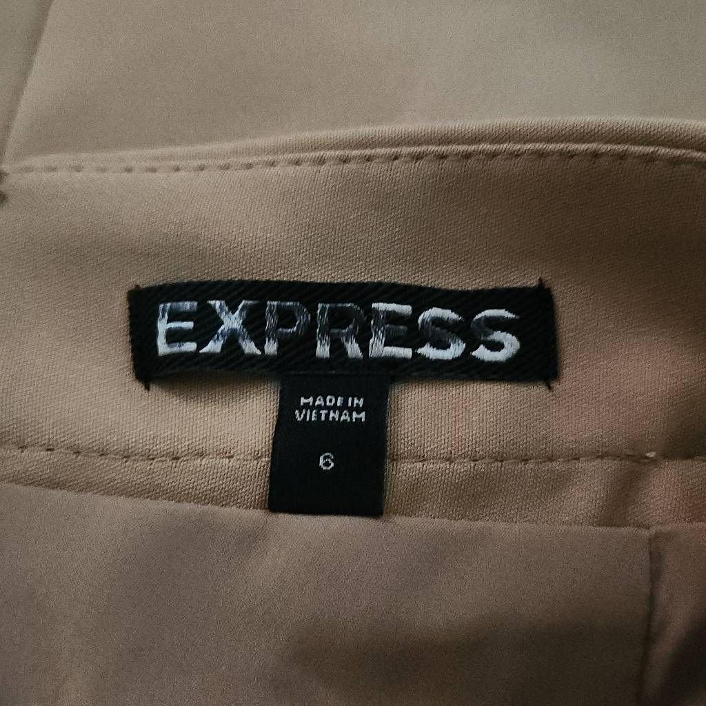 Express Express Women's Size 6 Tan Gold Zipper Circle Skirt Size 28" / US 6 / IT 42 - 2 Thumbnail