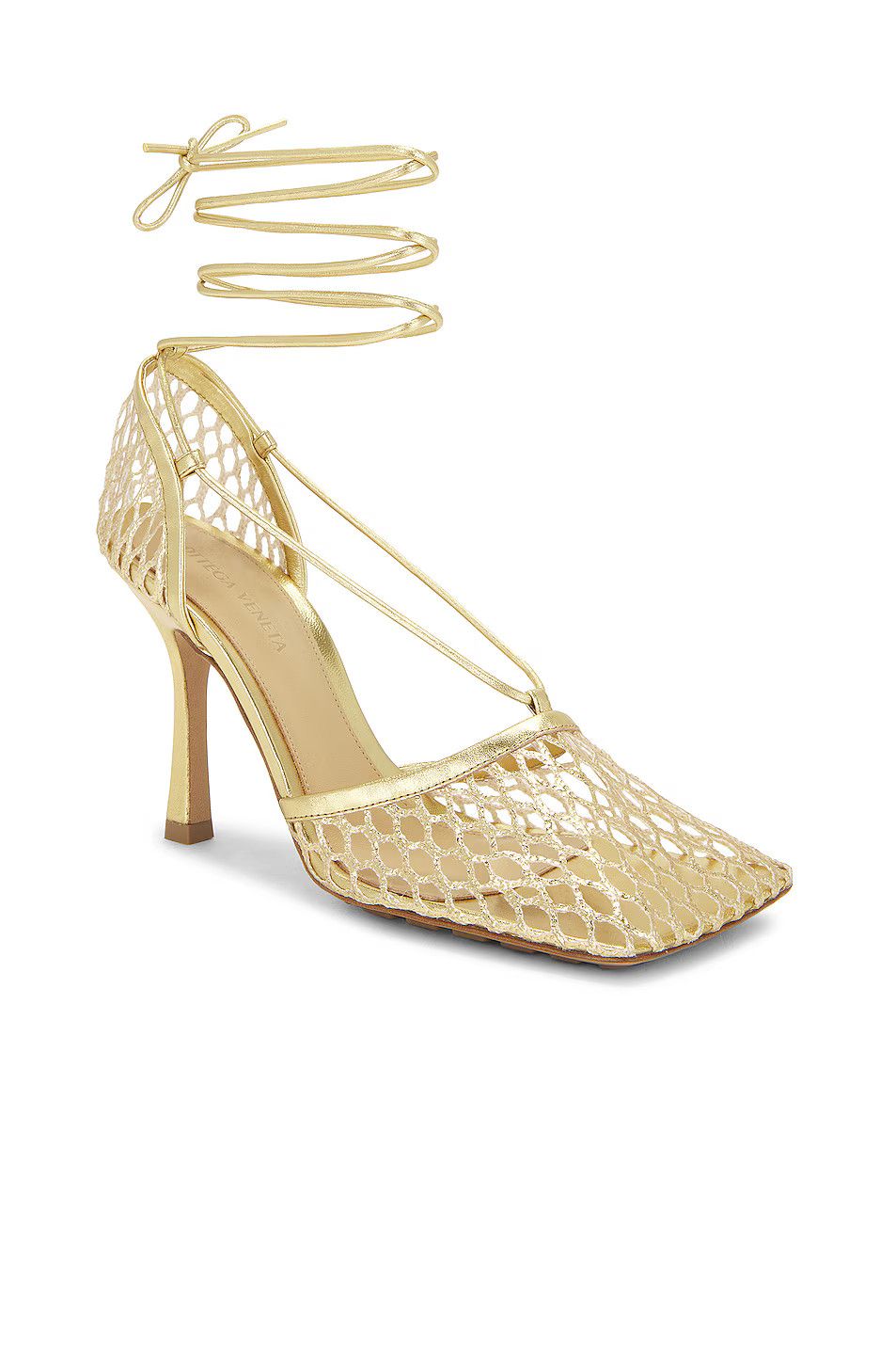 Bottega Veneta o1n1vont1225 Stretch Lace-Up Sandals in Gold Size US 6 / IT 36 - 2 Thumbnail