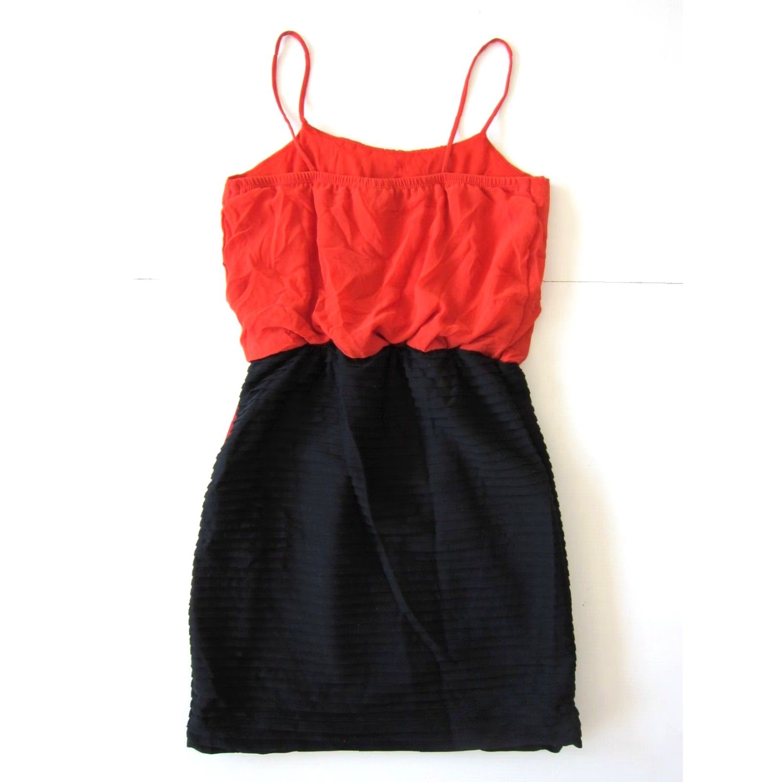 Vintage NWT En Focus Orange Satin Black Pleated Spaghetti Strap Maxi Tank Sun Dress 6 Size M / US 6-8 / IT 42-44 - 2 Thumbnail