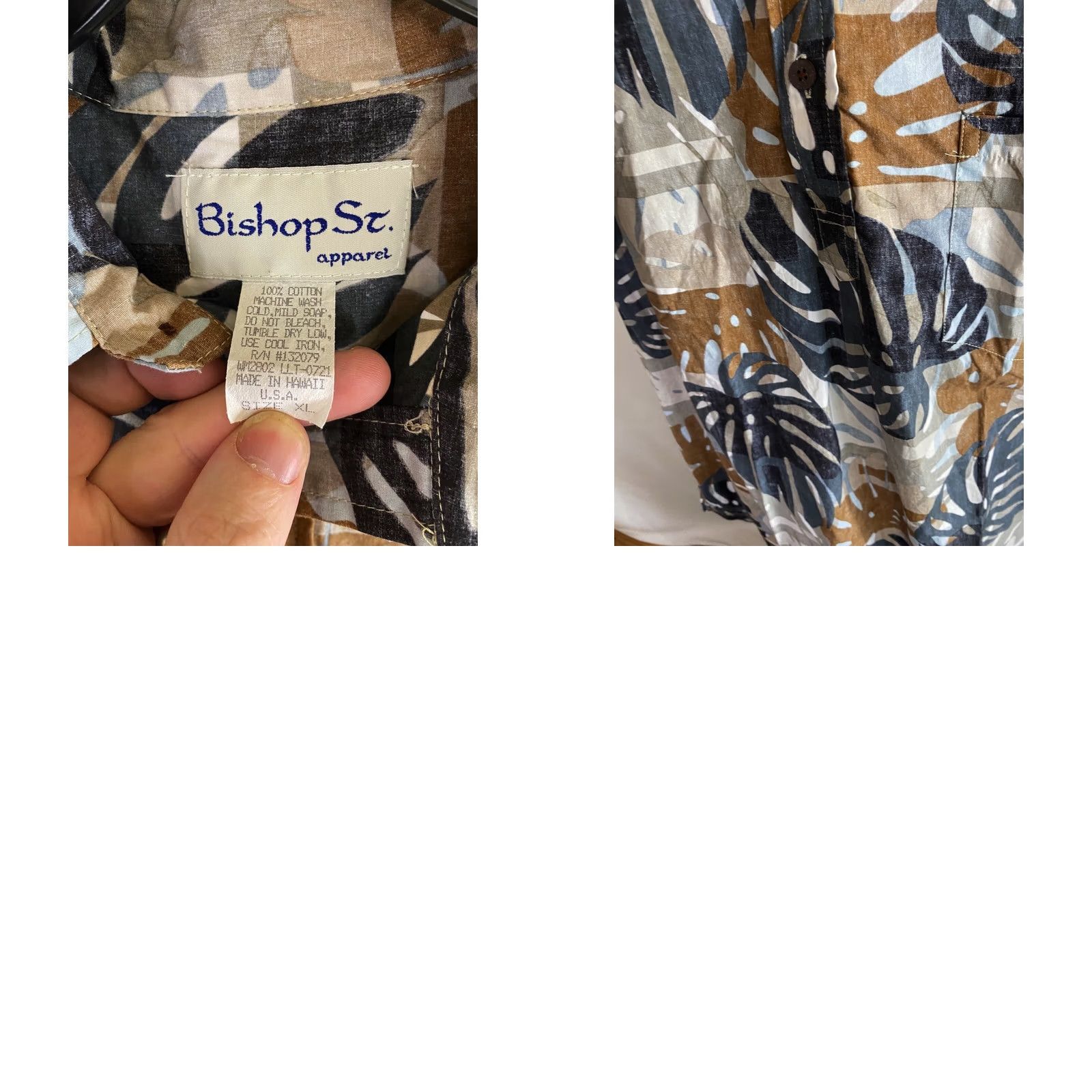 Vintage Bishop Street CAMP SHIRT Earth Tone Floral XL Pocket Ctn Mens Size US XL / EU 56 / 4 - 8 Thumbnail