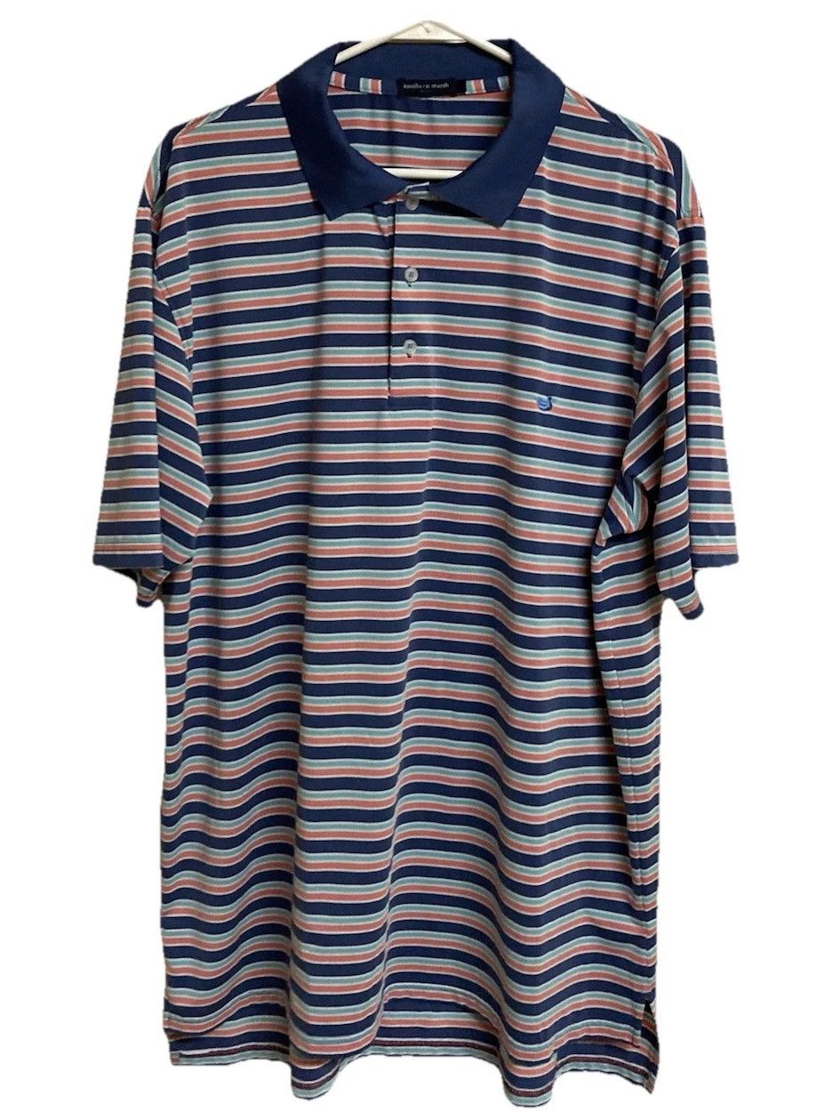 Southern Marsh Southern Marsh Short Sleeve Polo Performance Striped Sz XL Size US XL / EU 56 / 4 - 1 Thumbnail