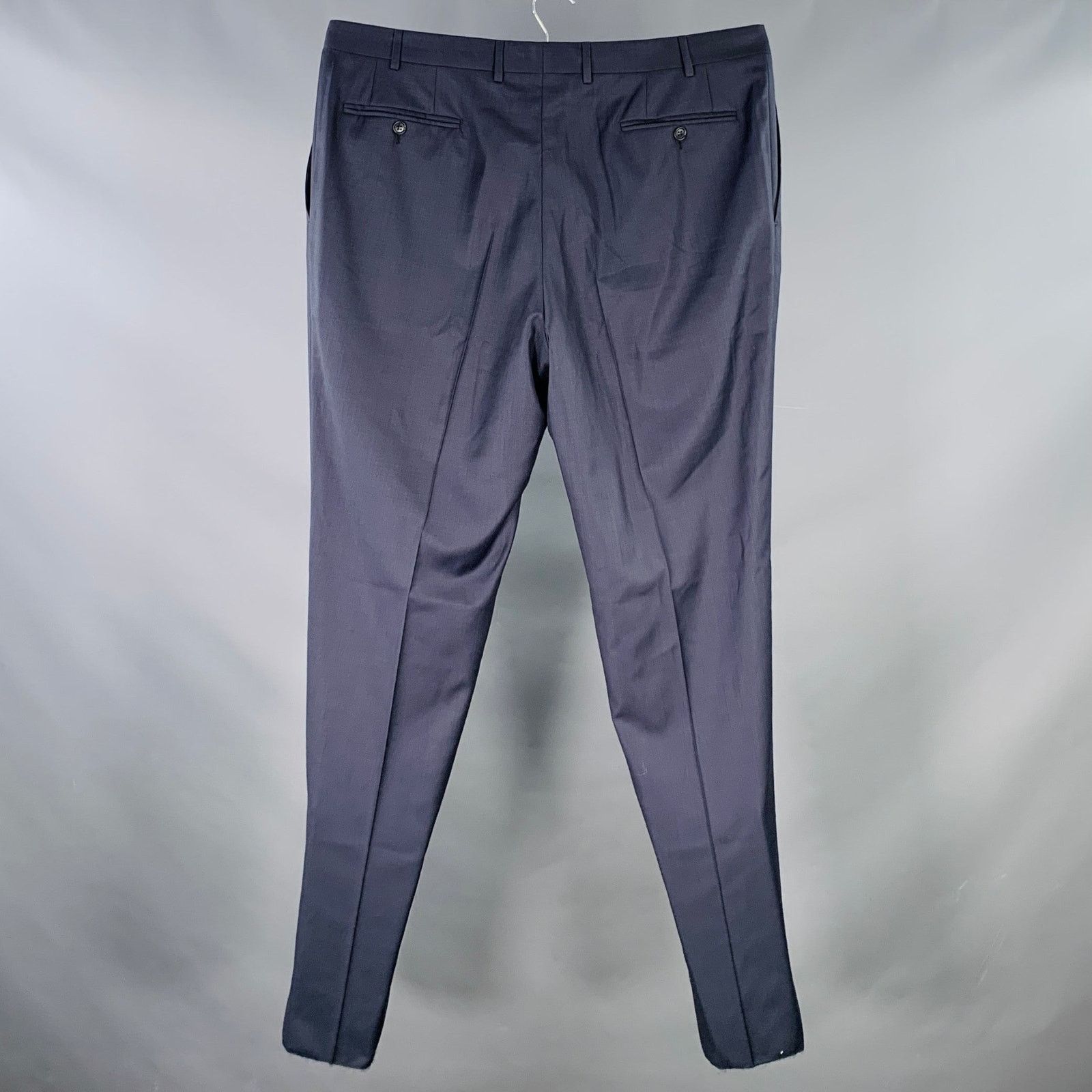 Canali CANALI Size 42 Navy Wool Flat Front Dress Pants Size US 42 / EU 58 - 2 Thumbnail