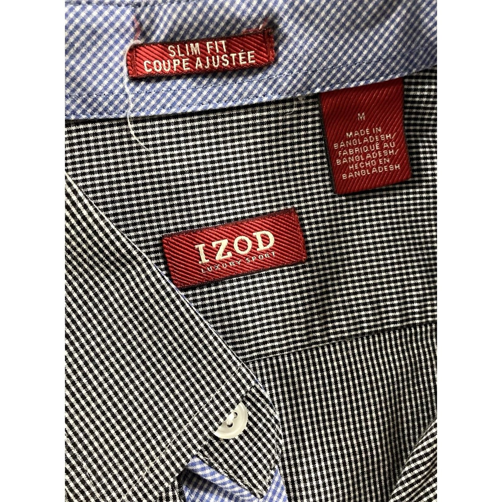 Izod Izod Luxury Sport Short Sleeve Button Down Shirt Mens M Black White Plaid Size US M / EU 48-50 / 2 - 2 Thumbnail